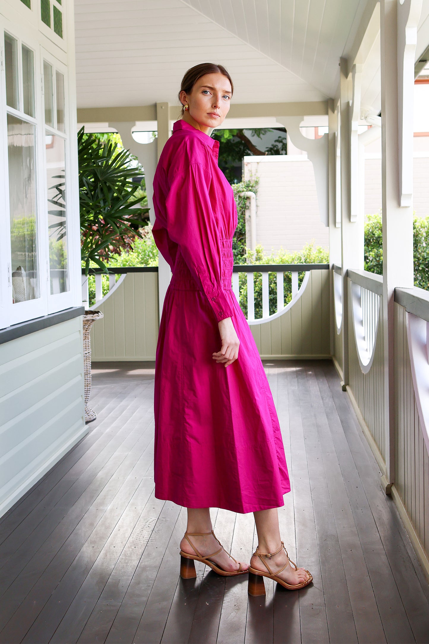 Sophia Smocked Shirt Dress