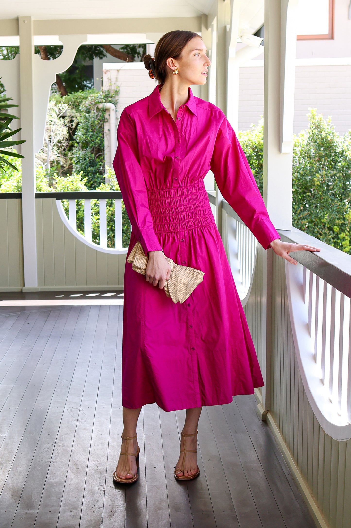 Sophia Smocked Shirt Dress