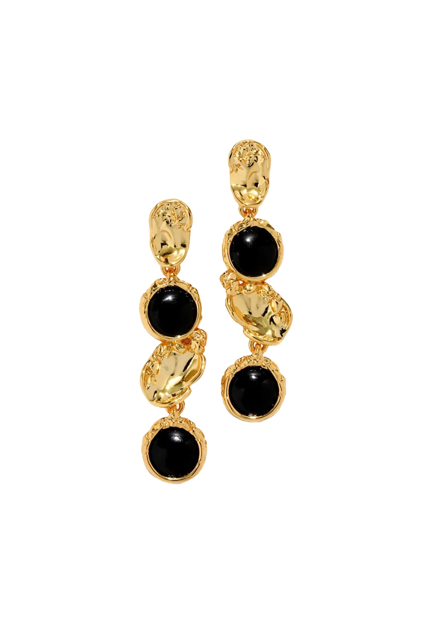 Brut Onyx Coin Linear Earring