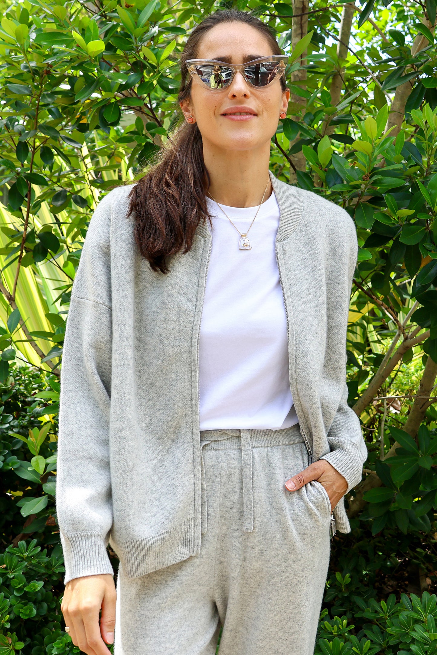 Cashmere Zipper Cardigan