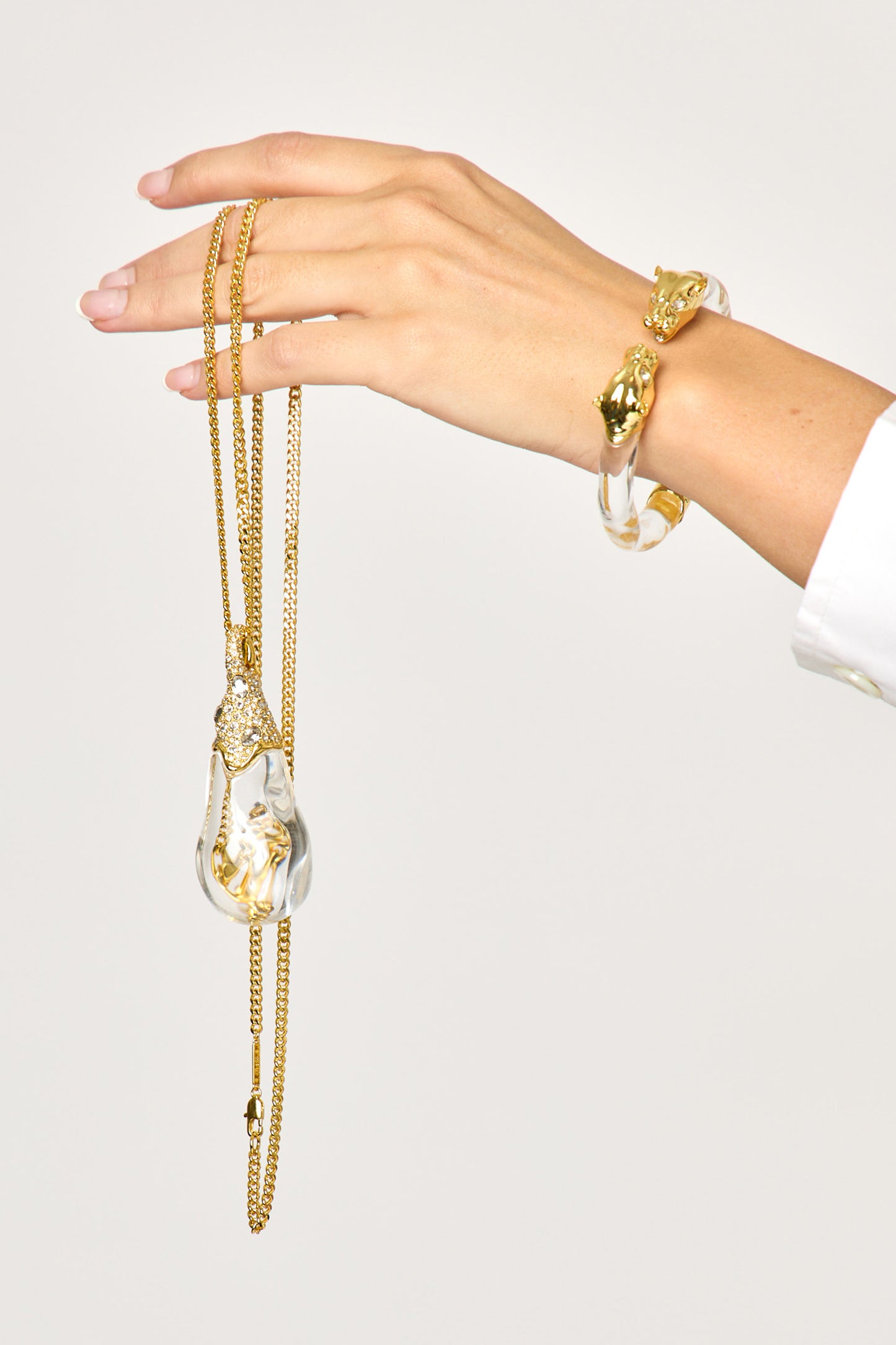 Panther Visage Lucite Hinge Cuff
