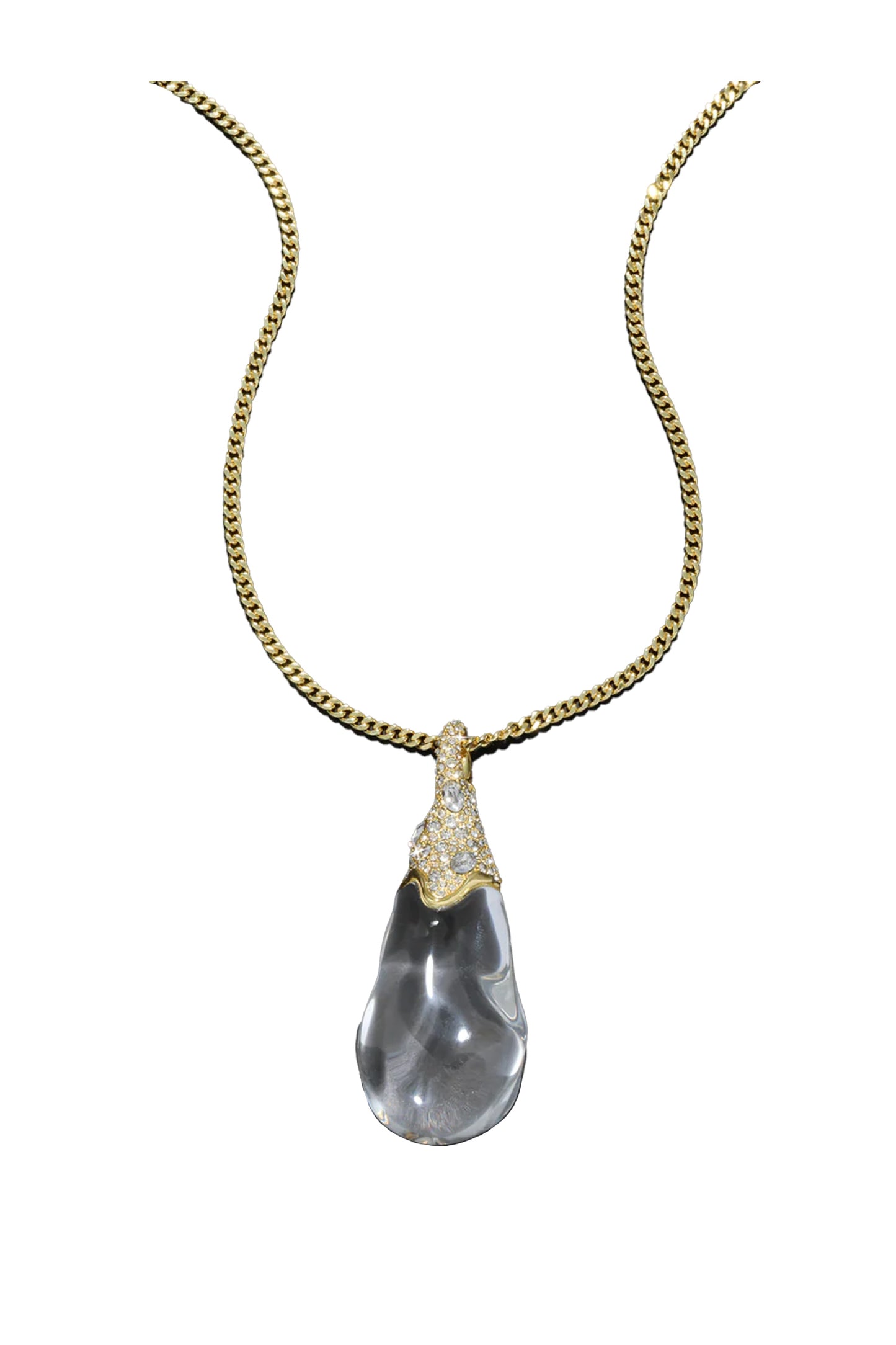 Liquid Lucite Crystal Teardrop Necklace