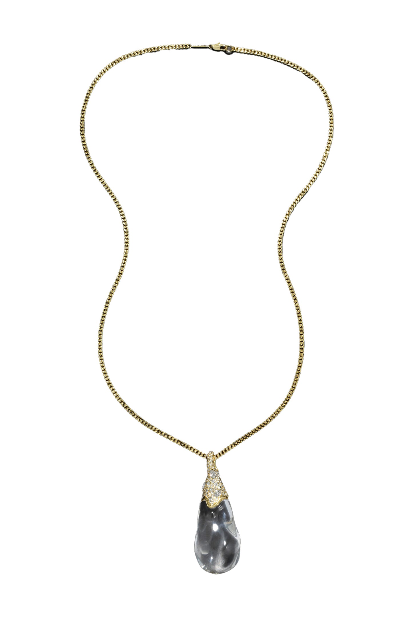 Liquid Lucite Crystal Teardrop Necklace