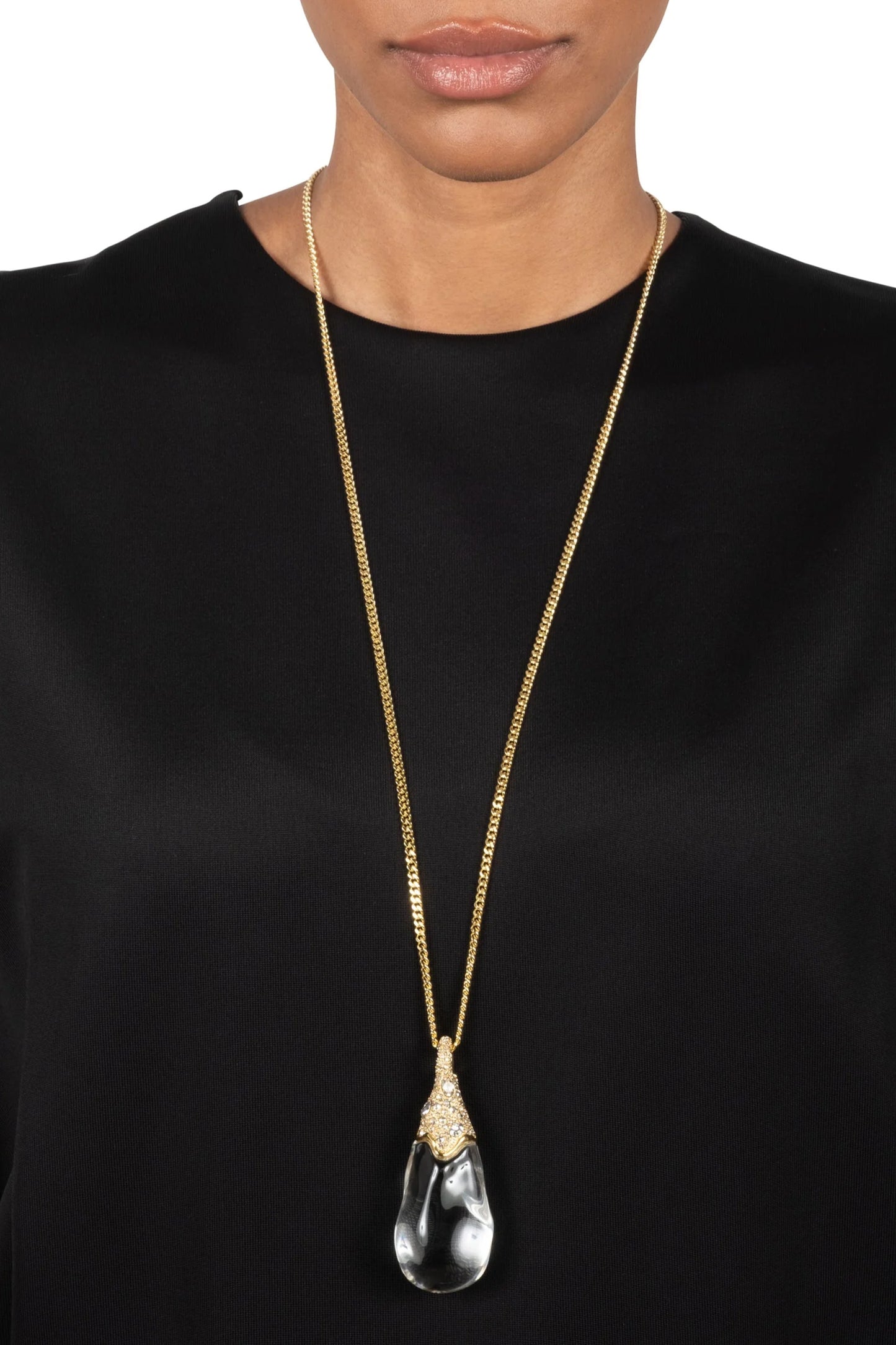 Liquid Lucite Crystal Teardrop Necklace