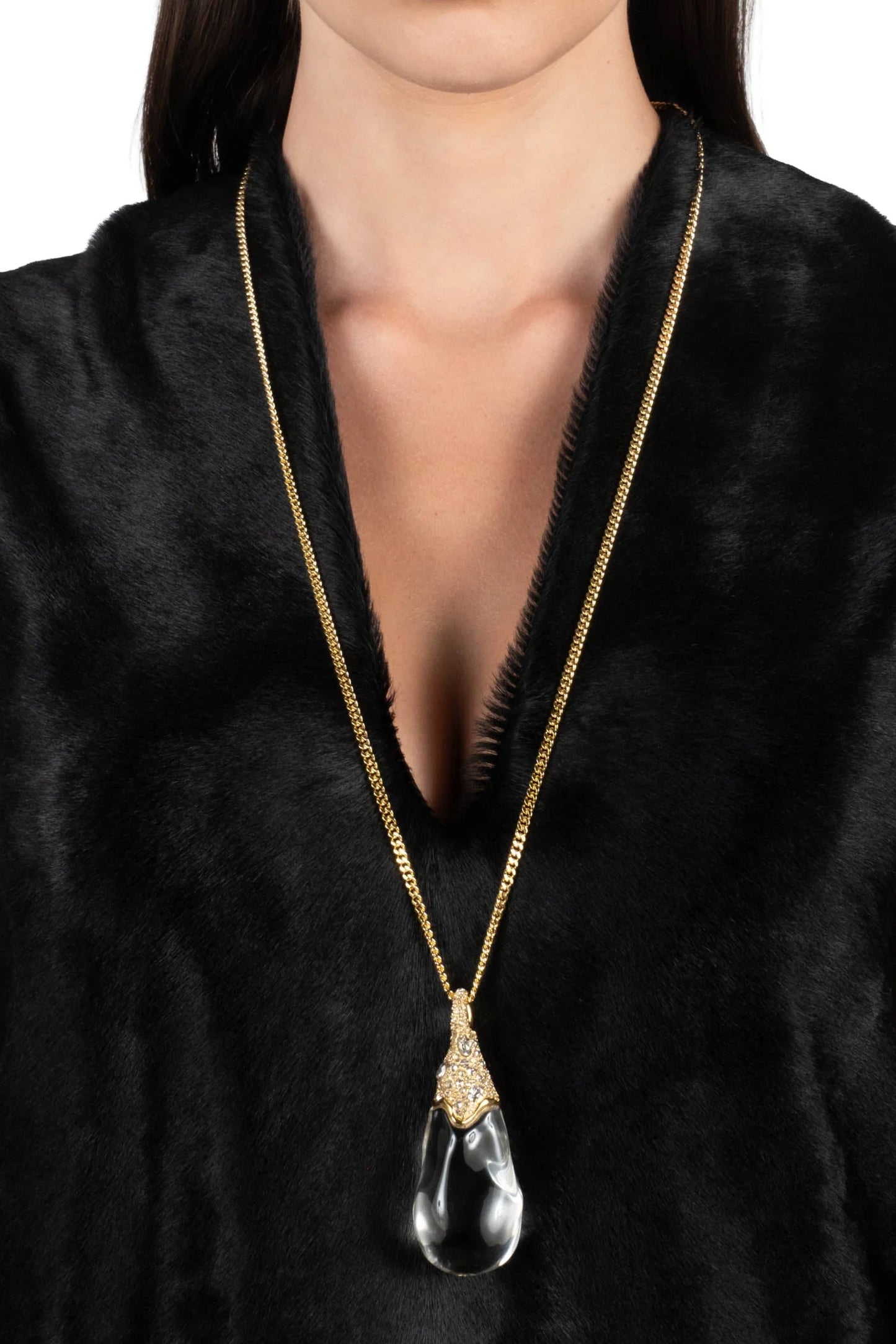Liquid Lucite Crystal Teardrop Necklace