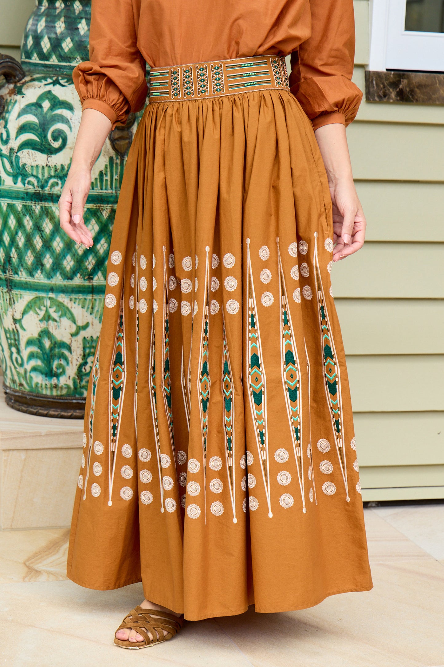 Ombretta Backgammon Embroidered Skirt
