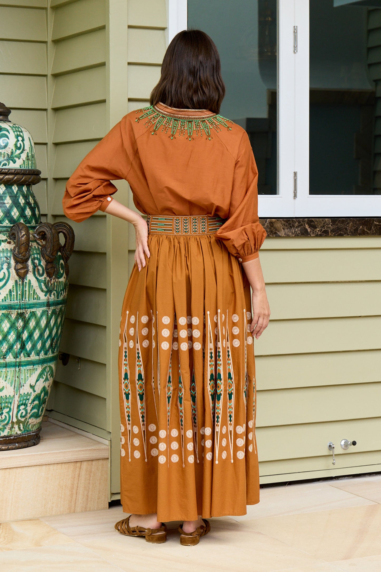 Ombretta Backgammon Embroidered Skirt