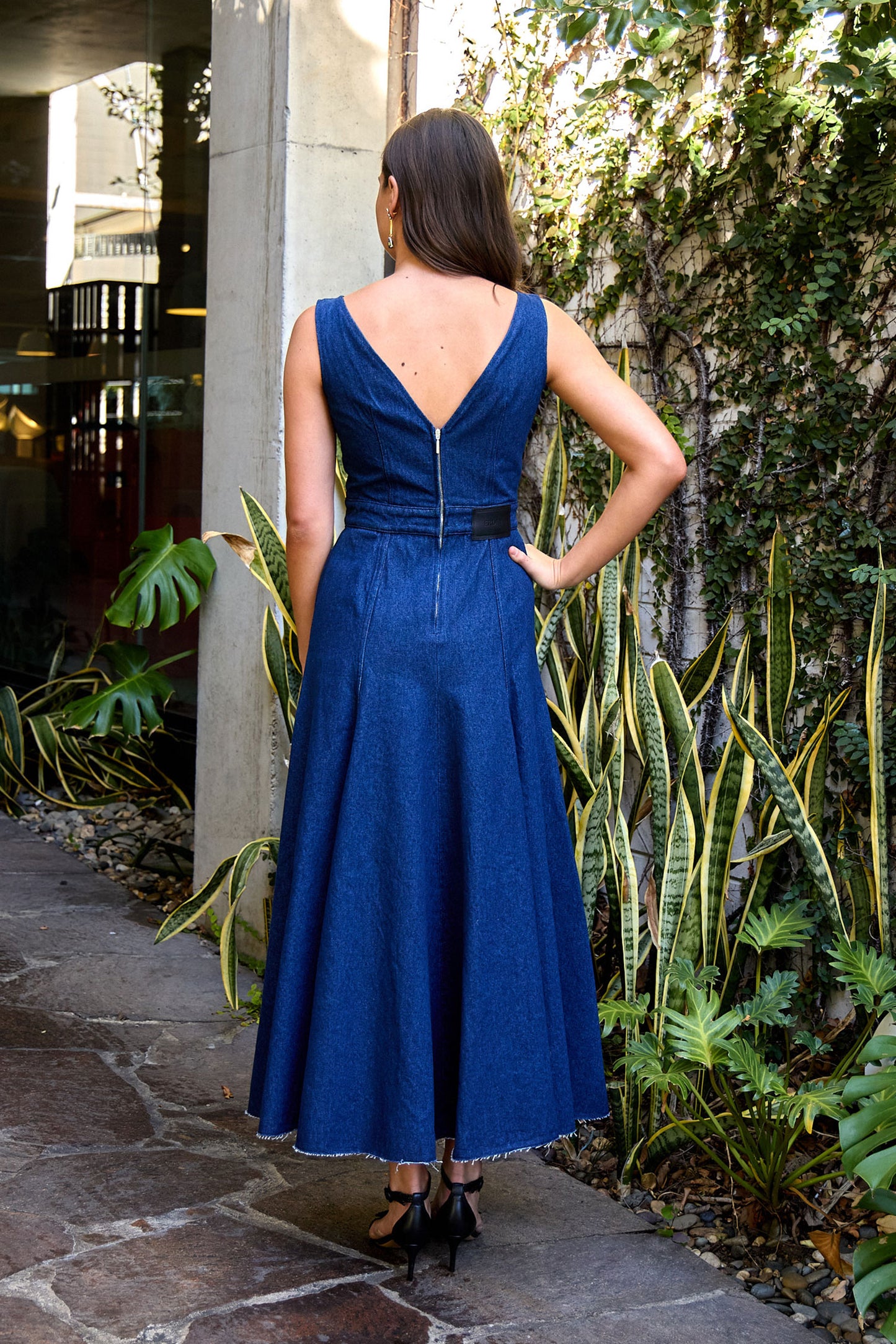 Denim Fit And Flare Midi Dress - FINAL SALE