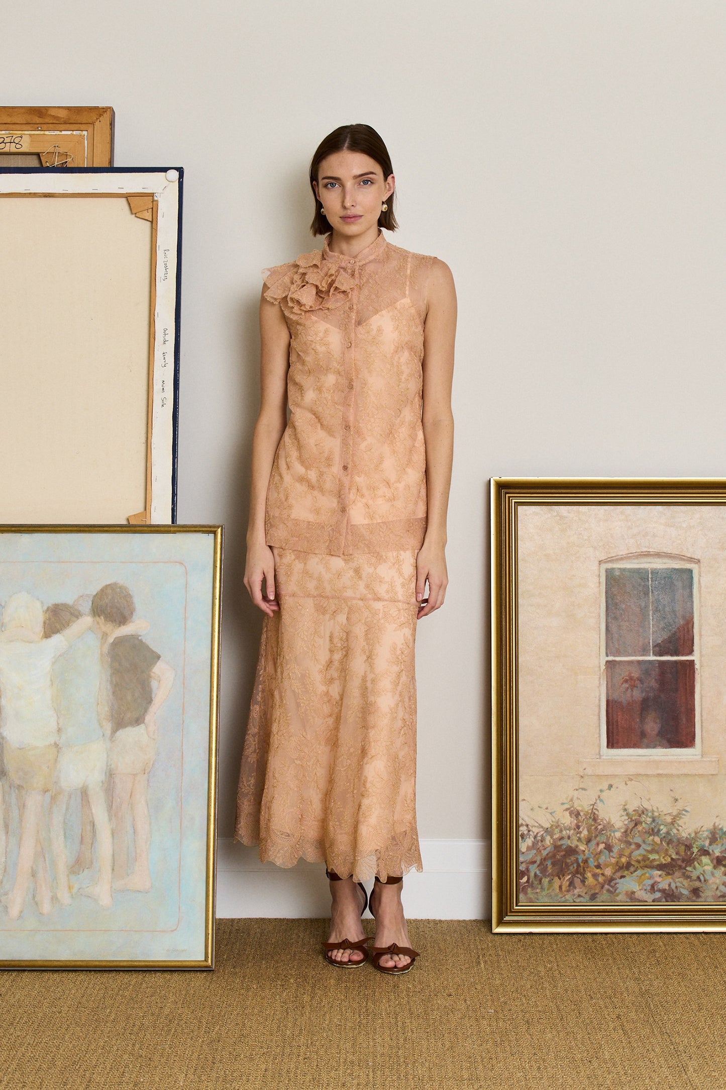 Floral Lace Pencil Skirt