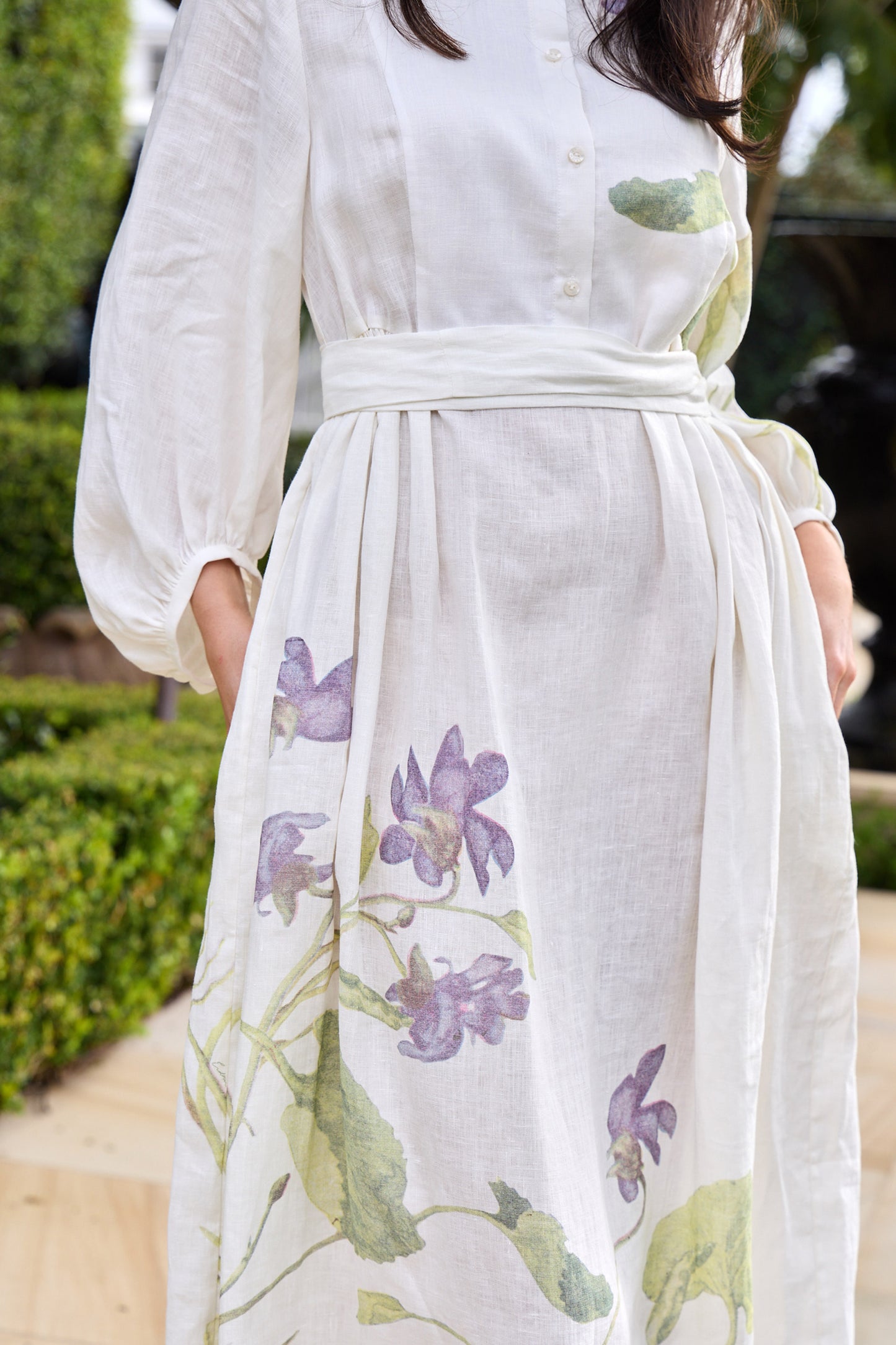 Long Sleeve Midi Dress with Tie Waist Detail