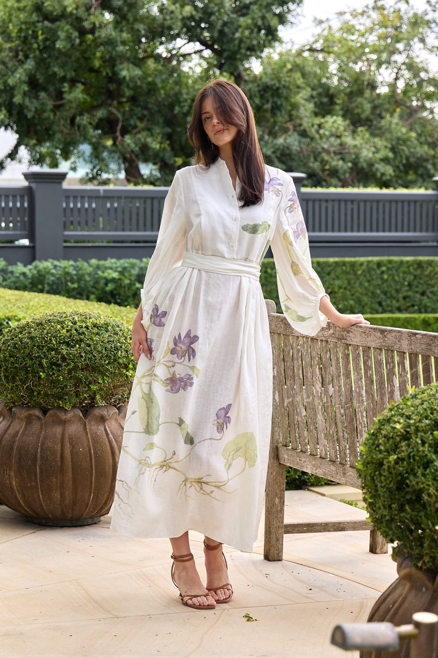 Long Sleeve Midi Dress with Tie Waist Detail