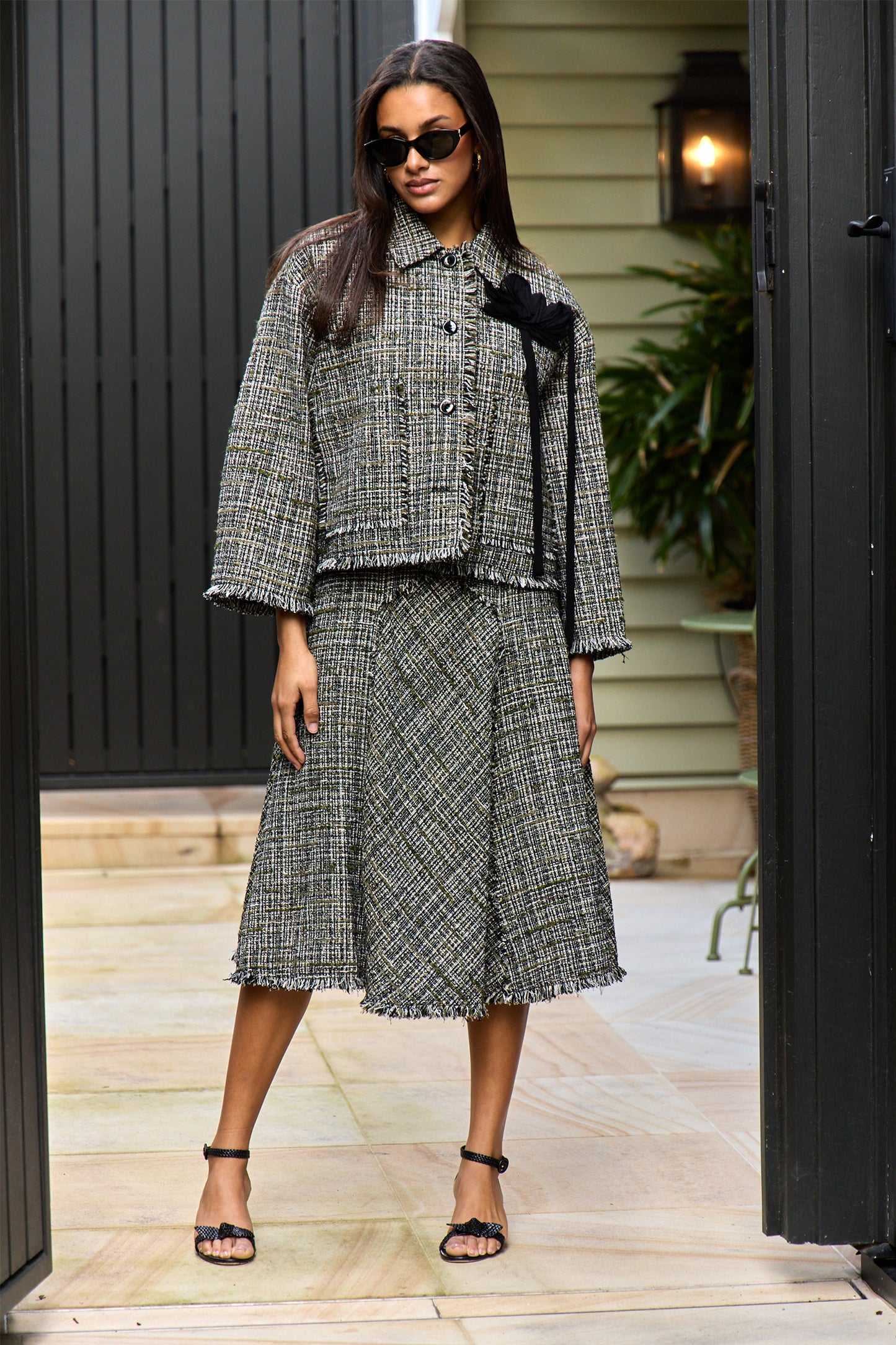 Tweed Sleeveless Midi Dress