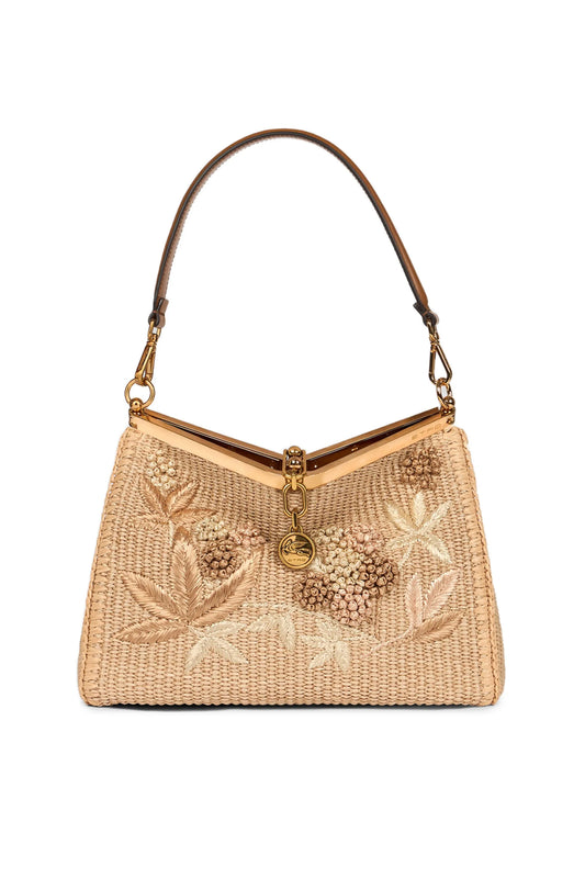 Vela Small Embroidery Raffia Bag