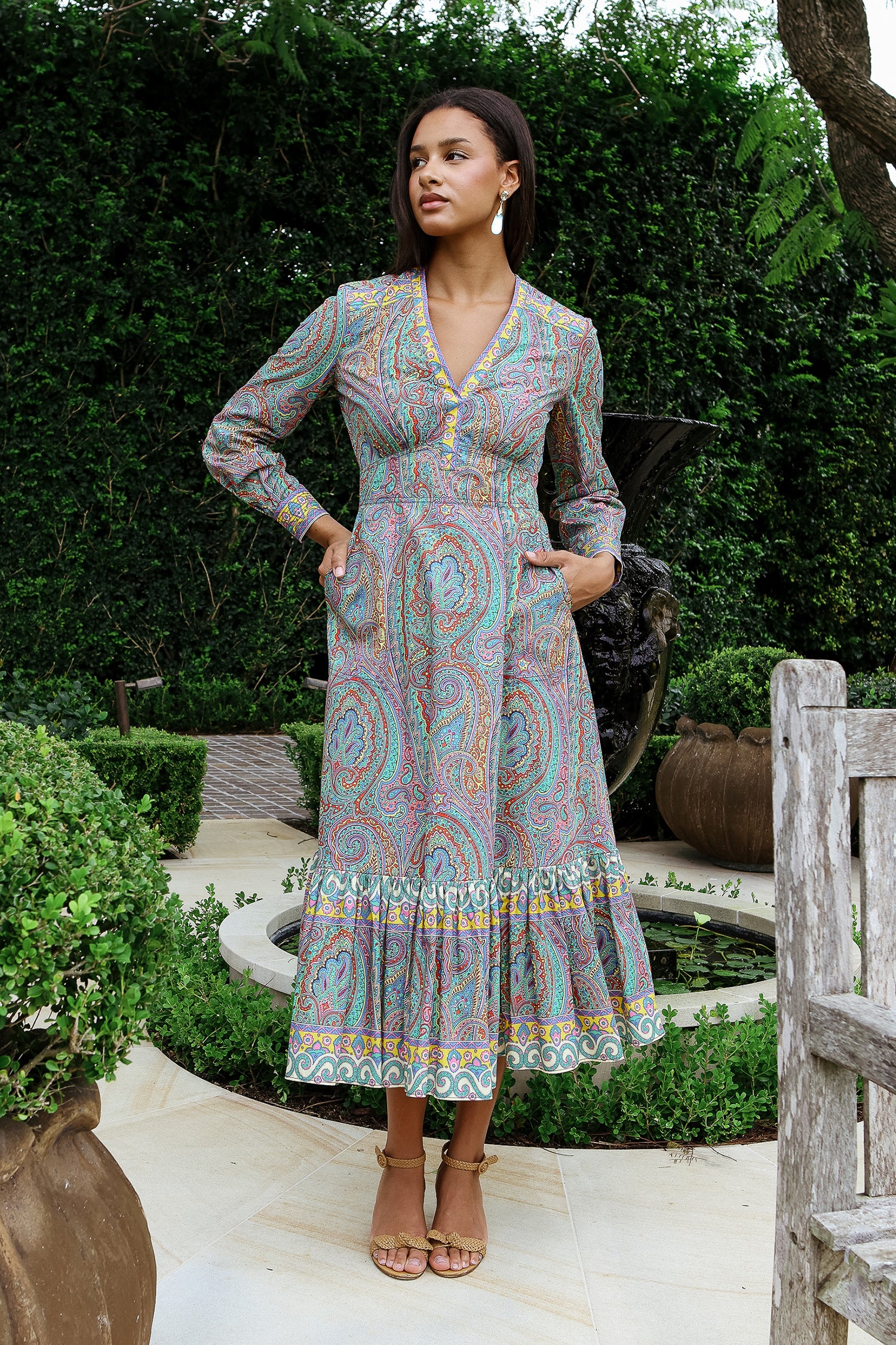 Printed Long Sleeve Midi Dress - FINAL SALE Samantha Ogilvie Printed Long Sleeve Midi Dress - FINAL SALE Samantha Ogilvie