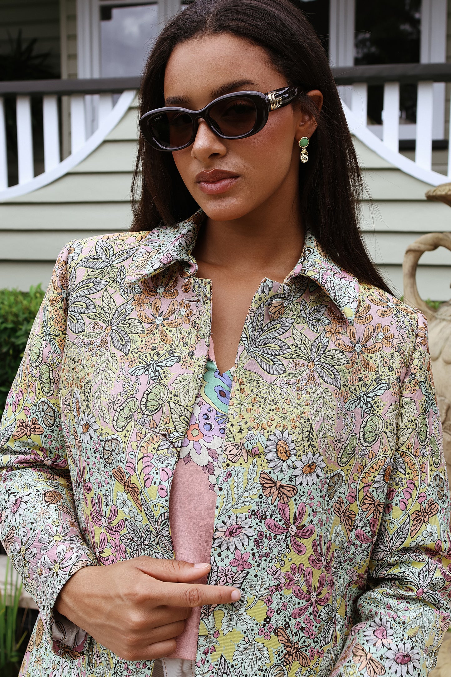 Floral Jacquard Coat