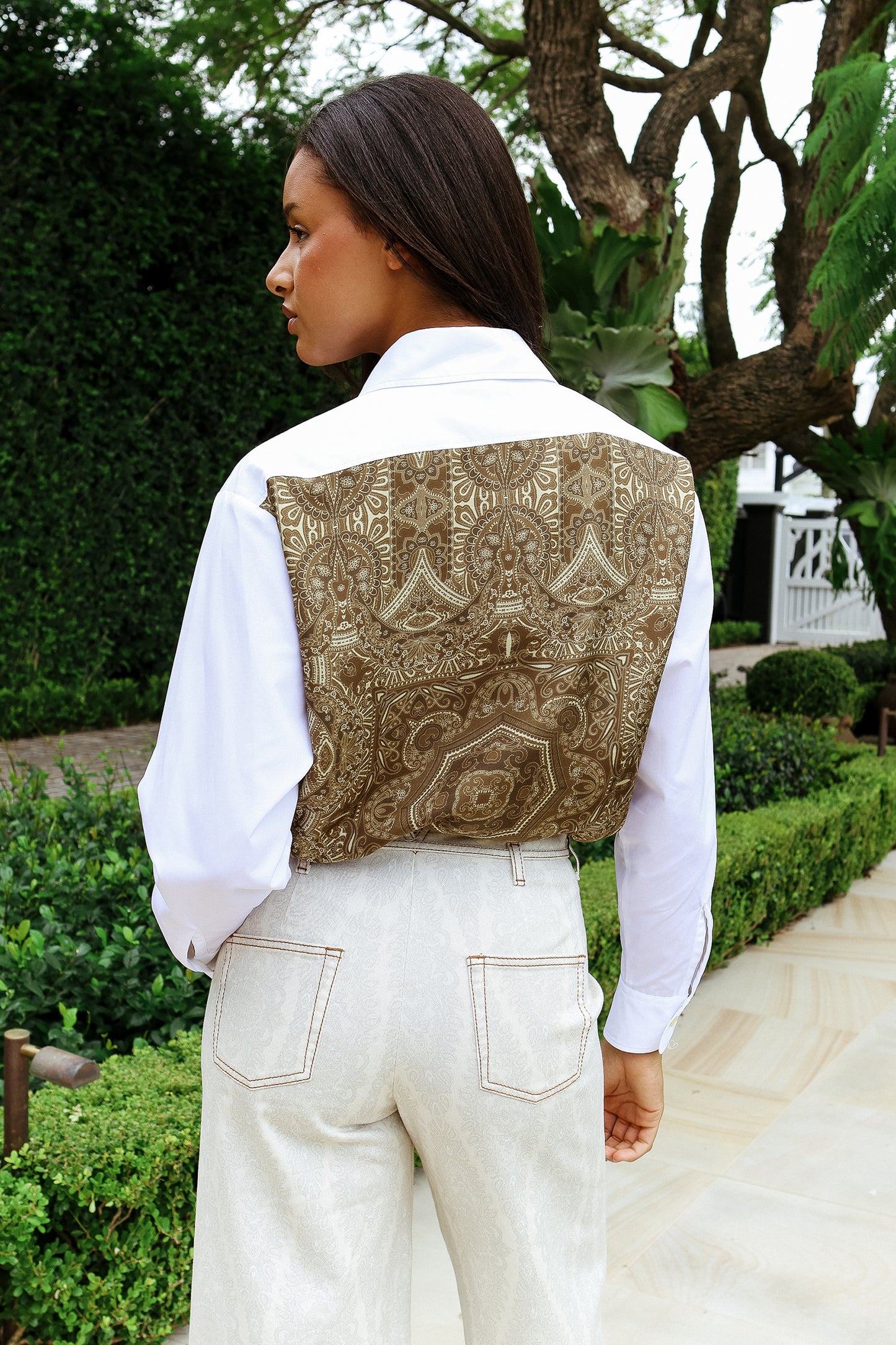 Cotton Shirt with Printed Back