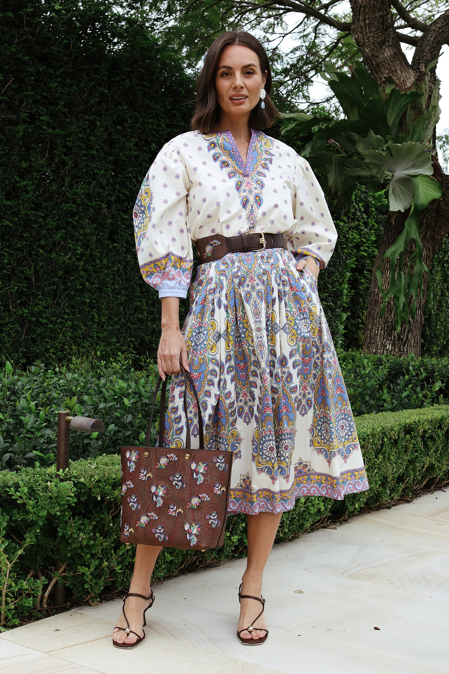 Paisley Cotton Midi Skirt