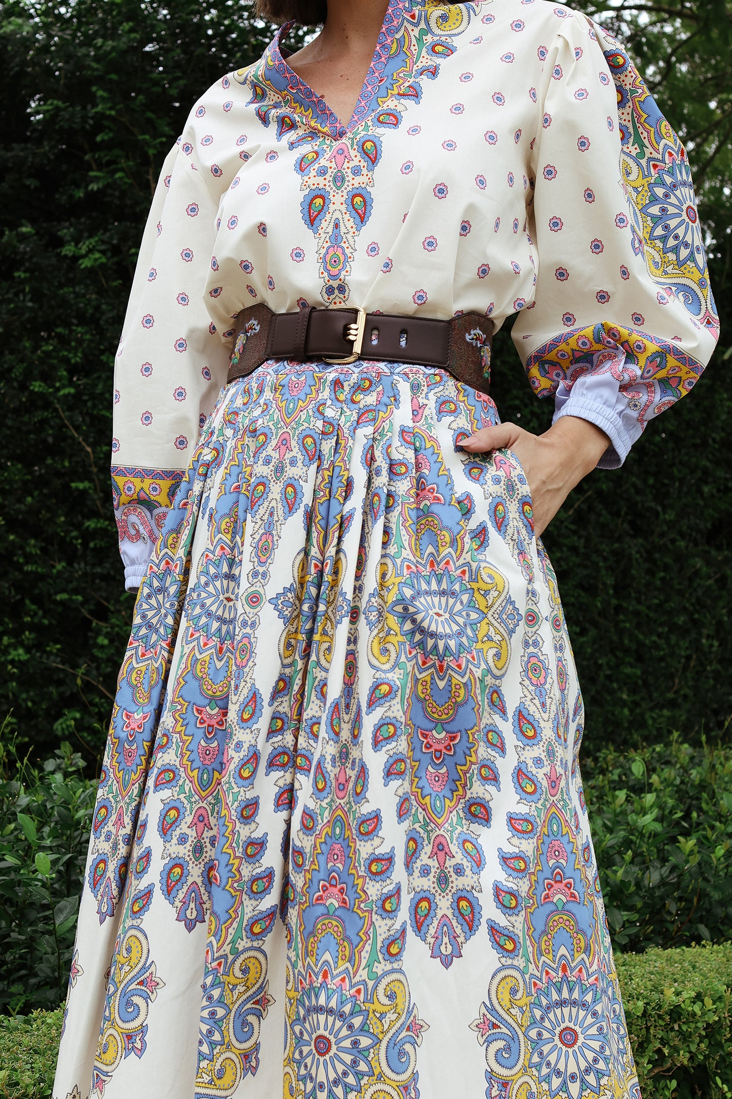 Paisley Cotton Midi Skirt