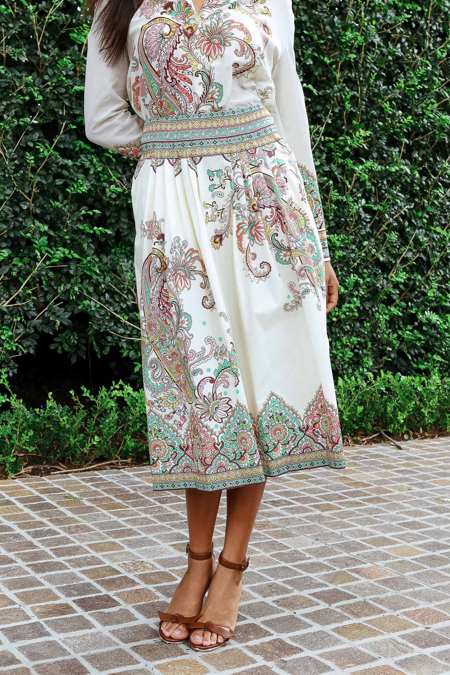Printed Cotton Midi Skirt