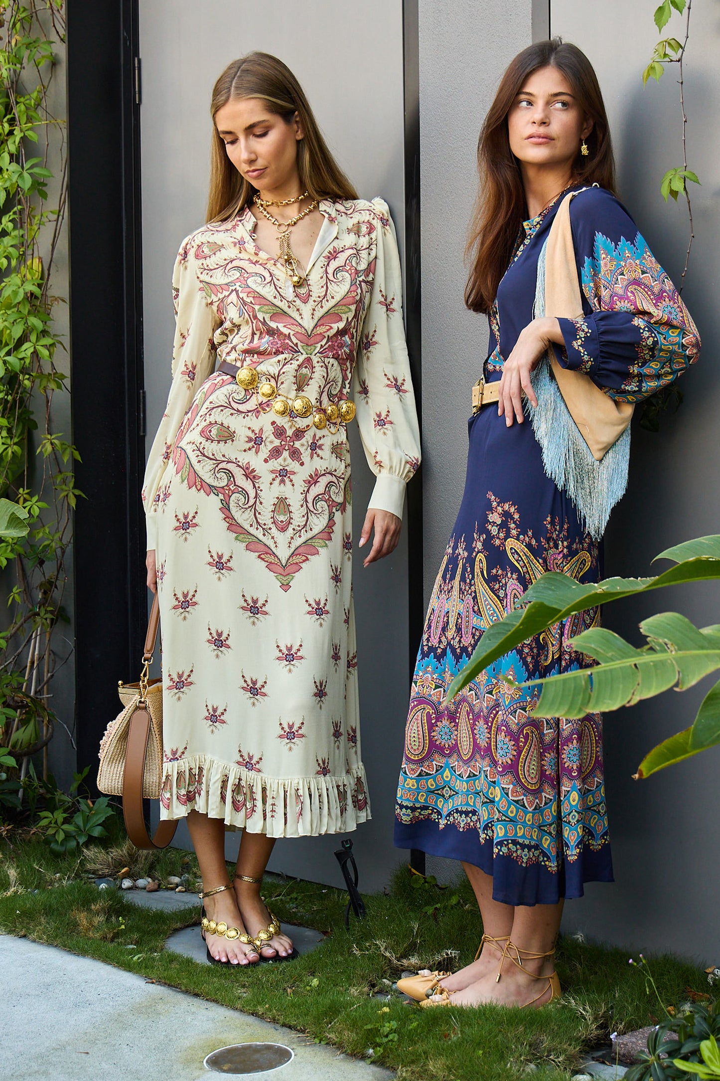 Paisley L/S Midi Dress