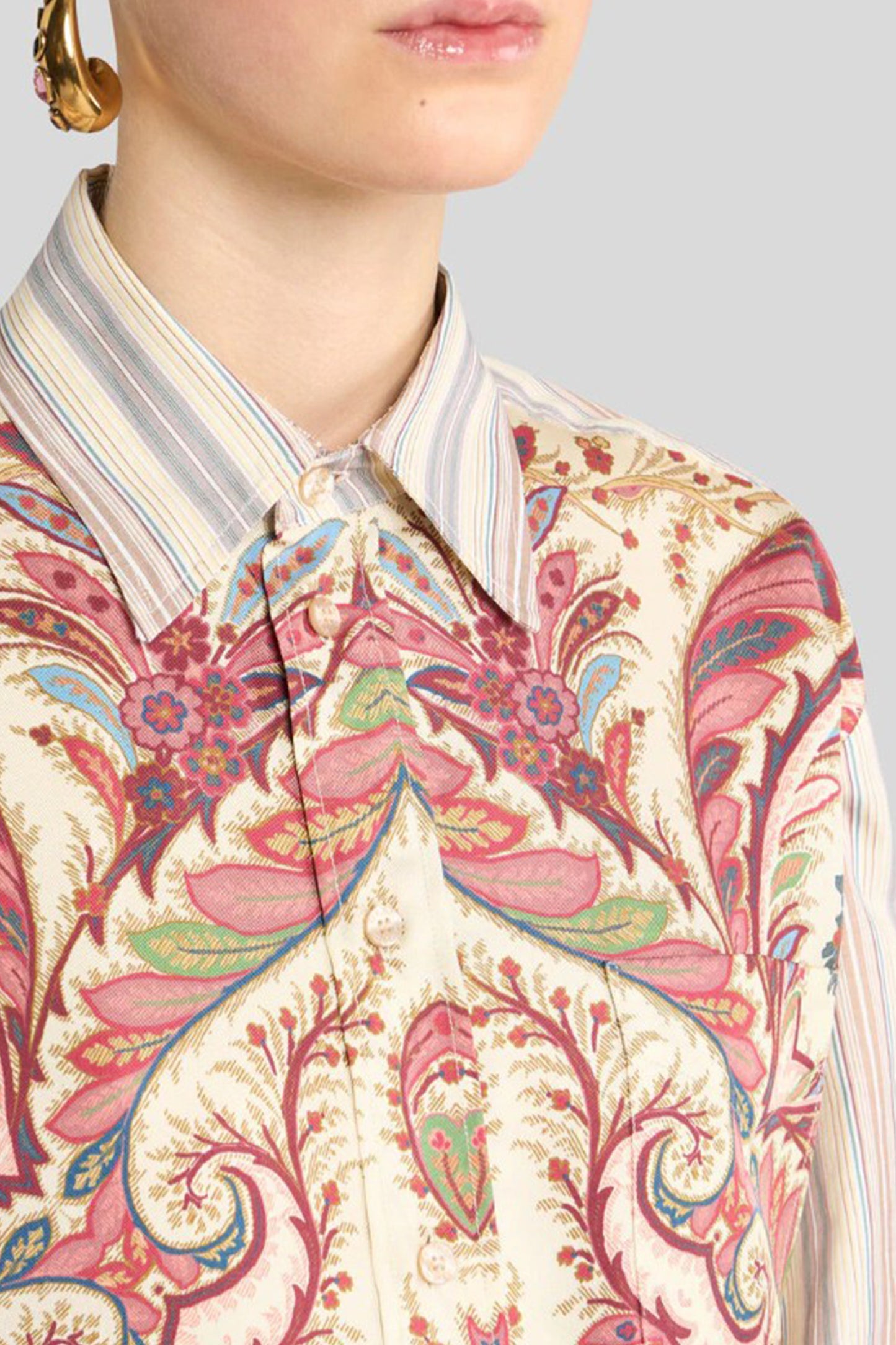 Placement Print Stripe Shirt