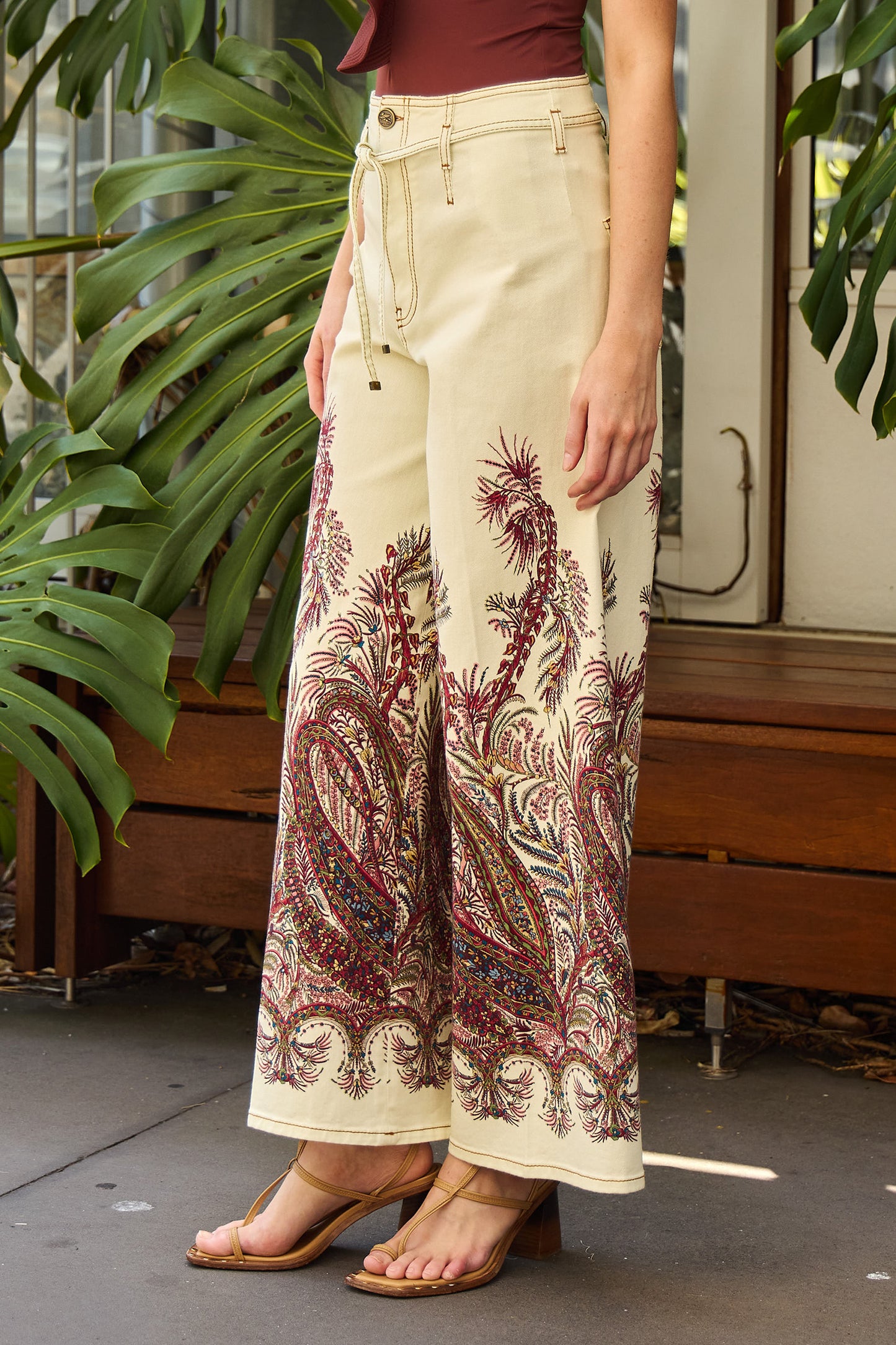 Tie Waist Paisley Jean