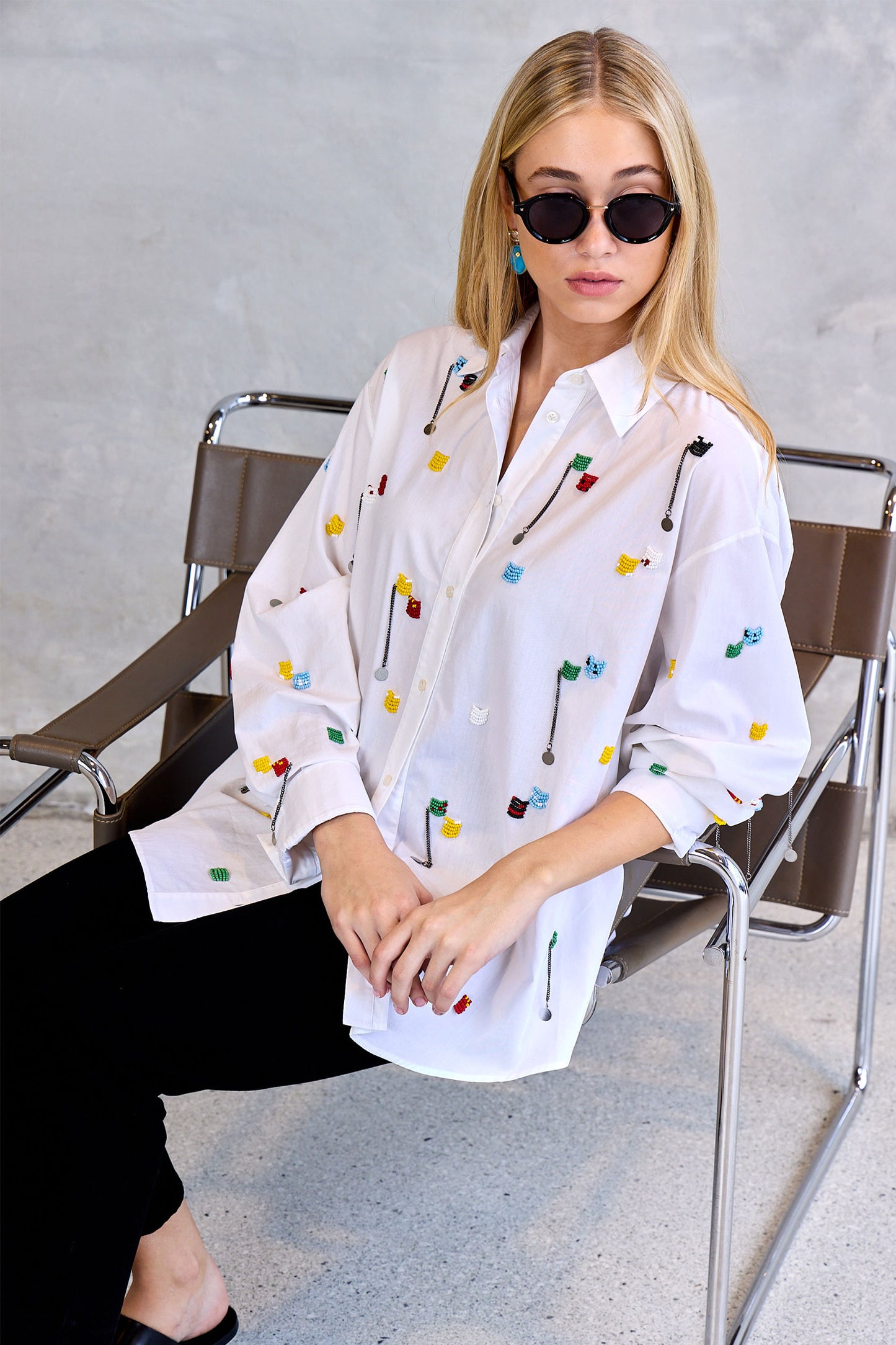 Embroidered Beads Shirt - FINAL SALE