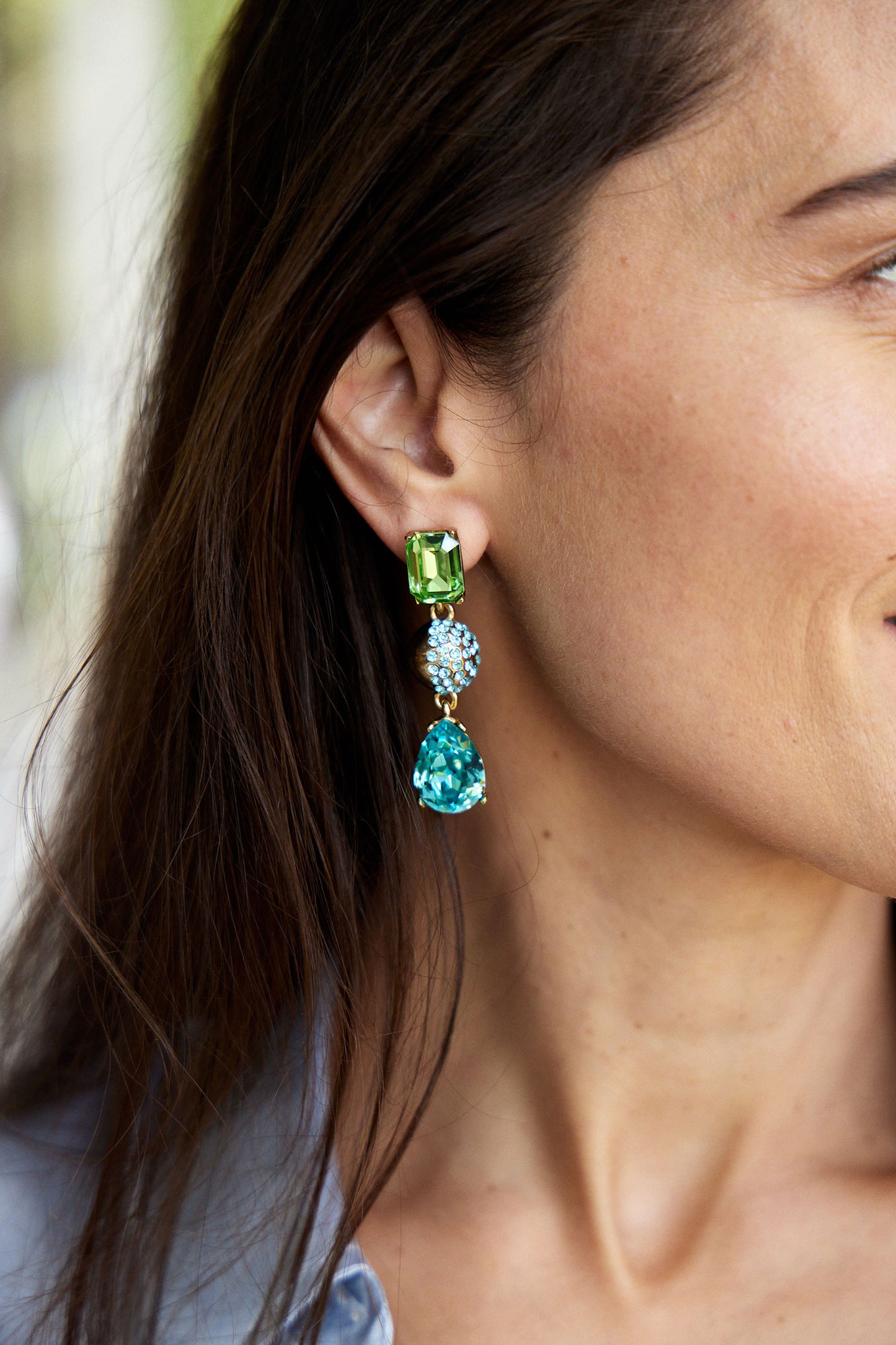 Half Pave Chandelier Earring