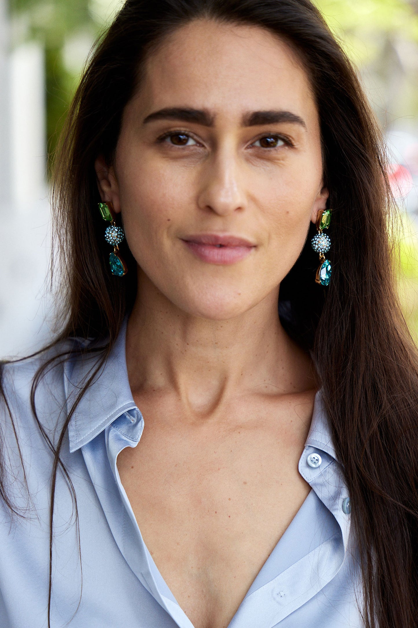 Half Pave Chandelier Earring