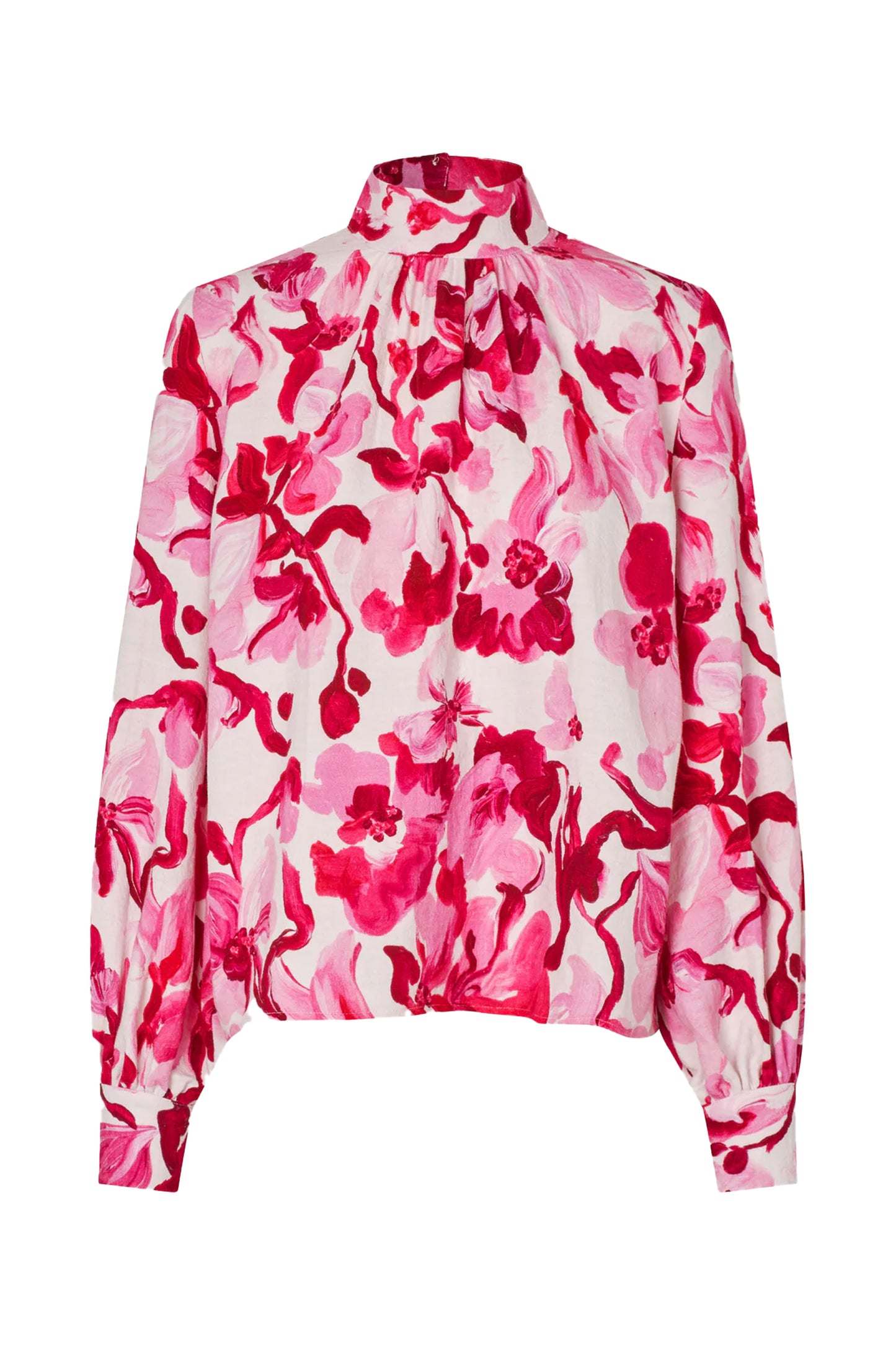 Gathered Highneck Long Sleeve Top