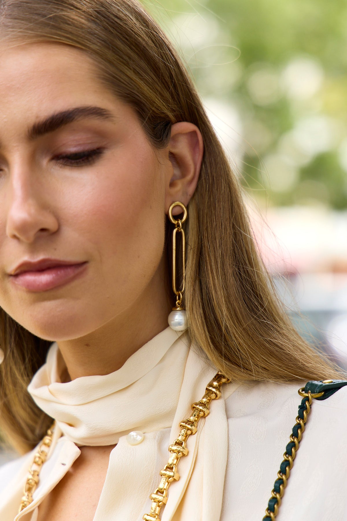 Link Pearl Drop Earring