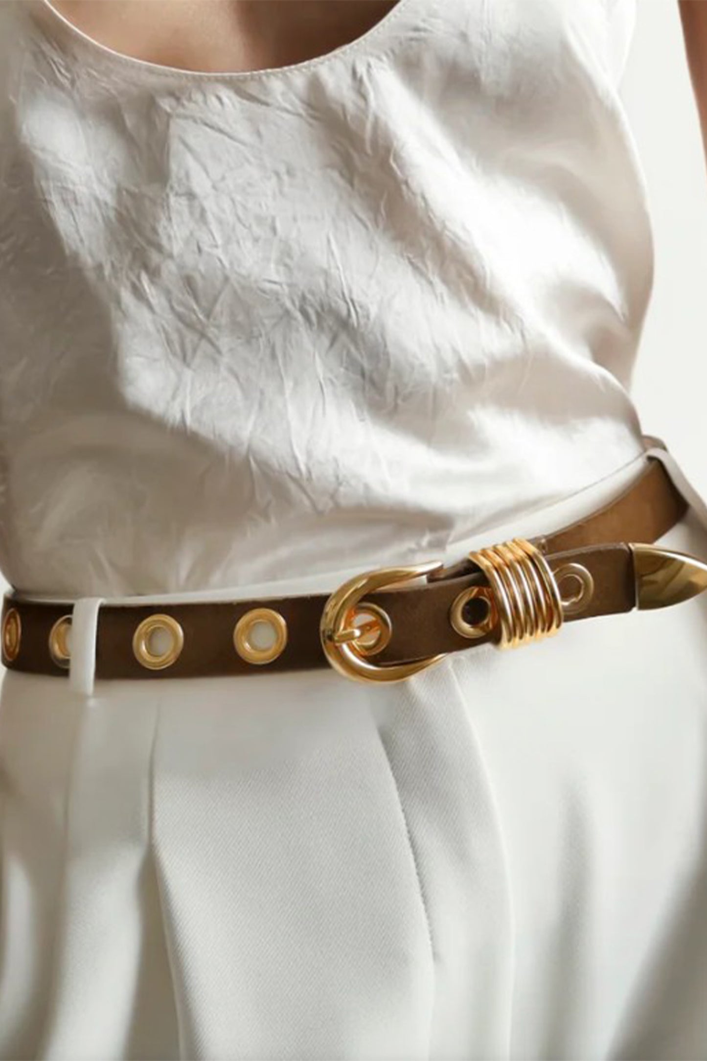 10 Rivet Suede Gold Belt