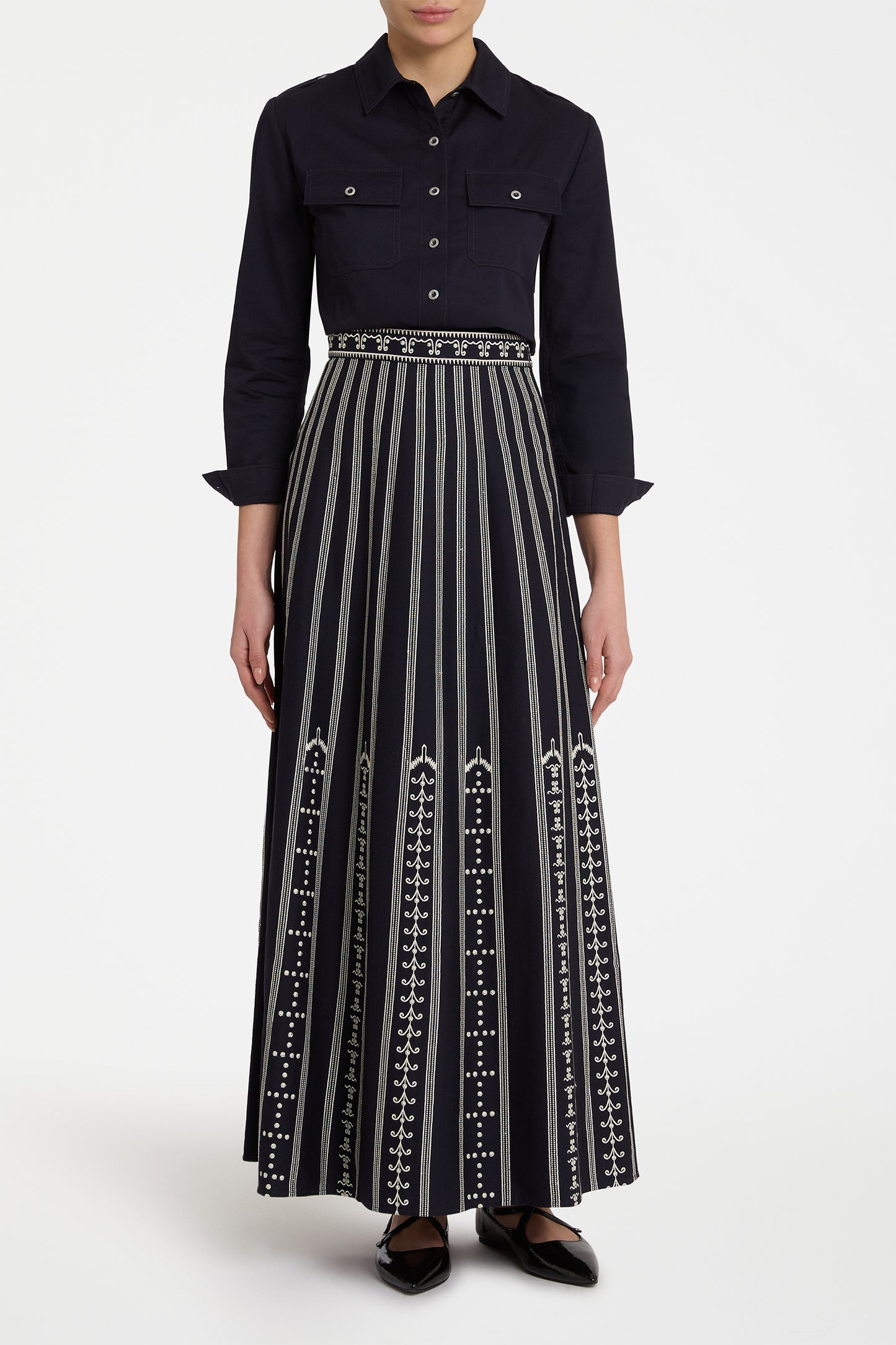Camille Greek Mask Embroidery Skirt