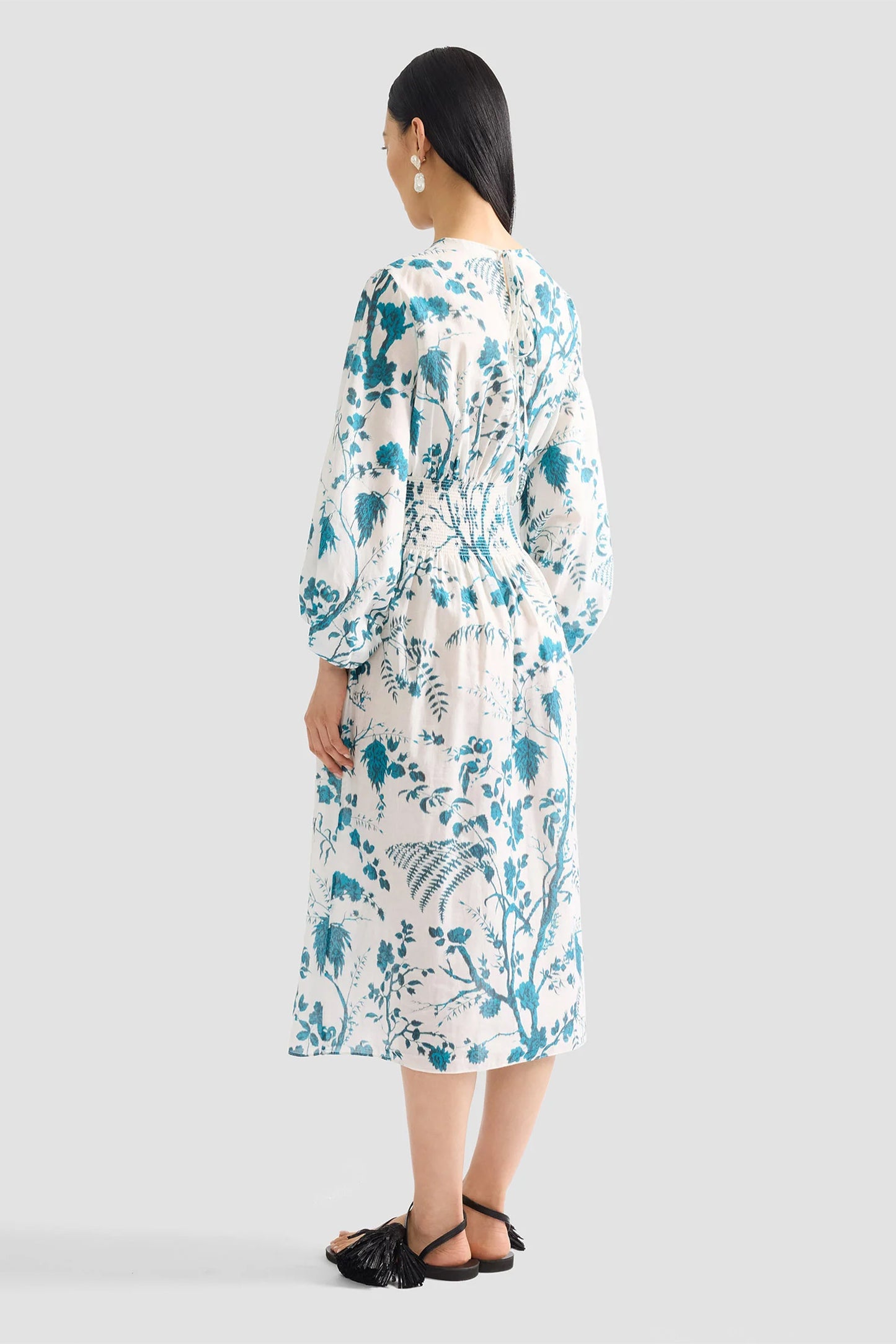 Botanical Fit and Flared Midi Dress