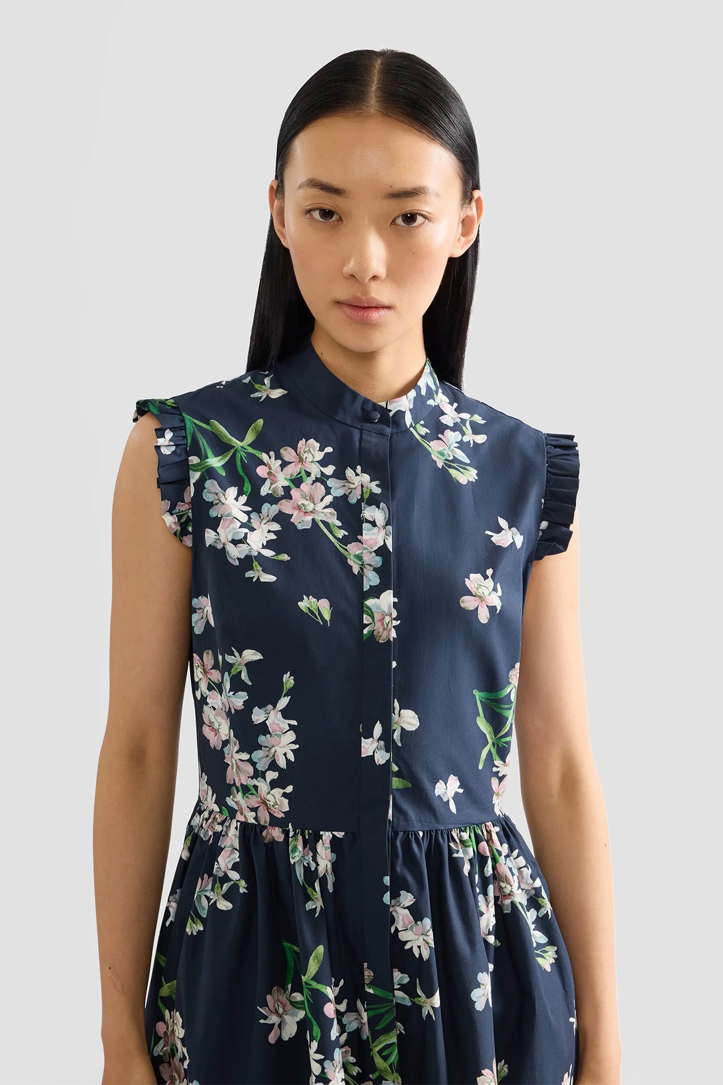 Floral Cotton Sleeveless Midi Dress