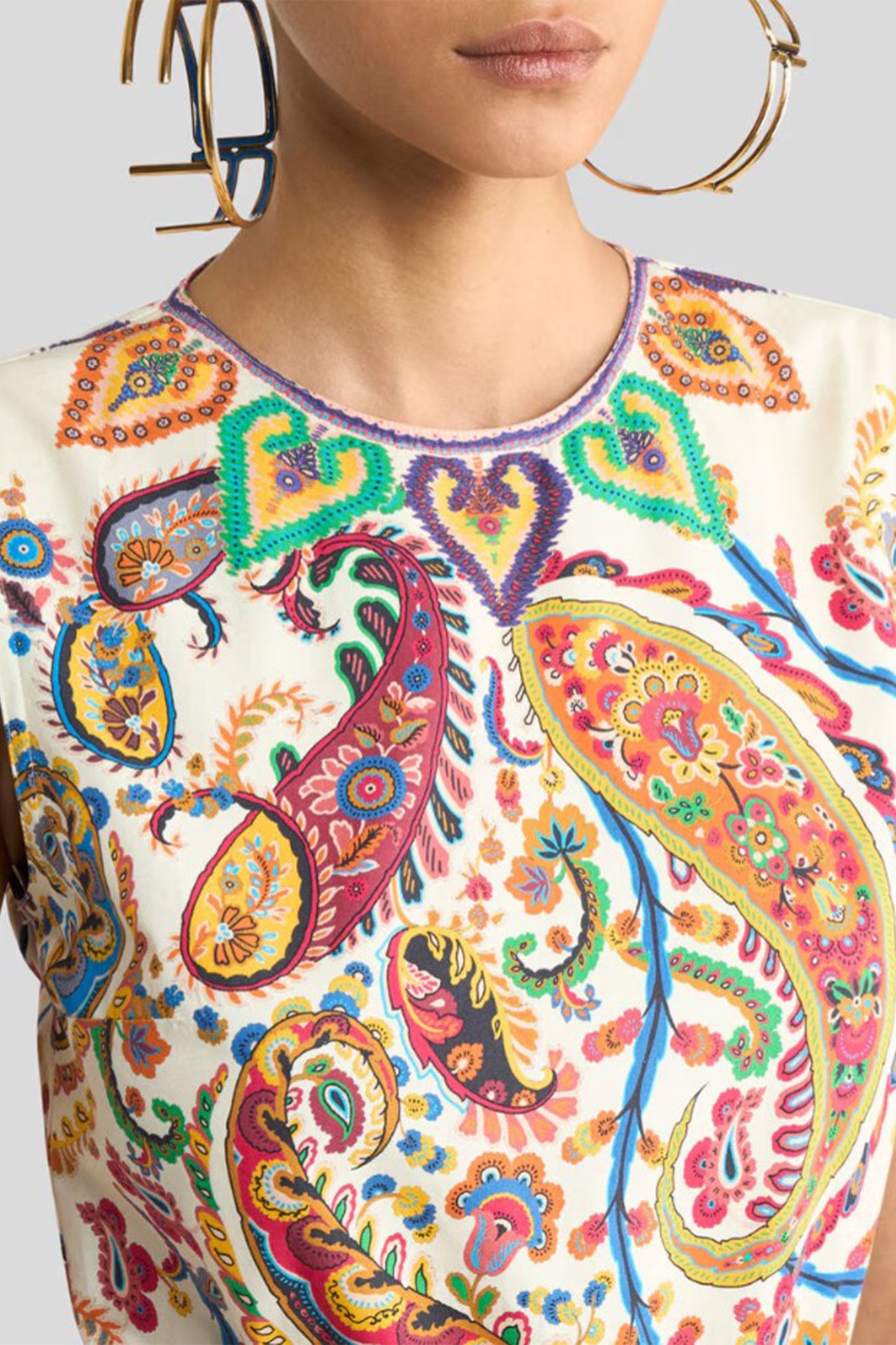 Paisley Foliage Print Long Dress