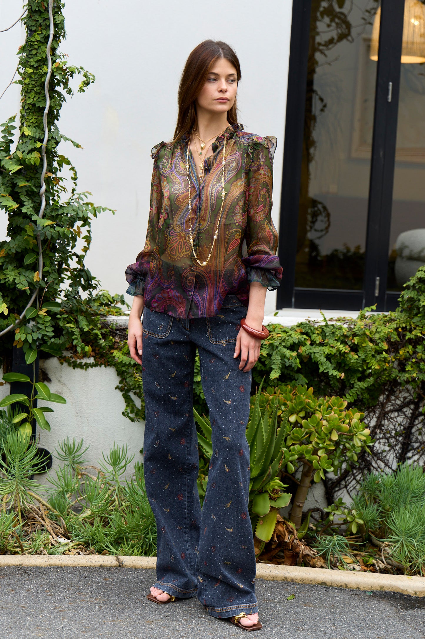 Silk Paisley Print Blouse