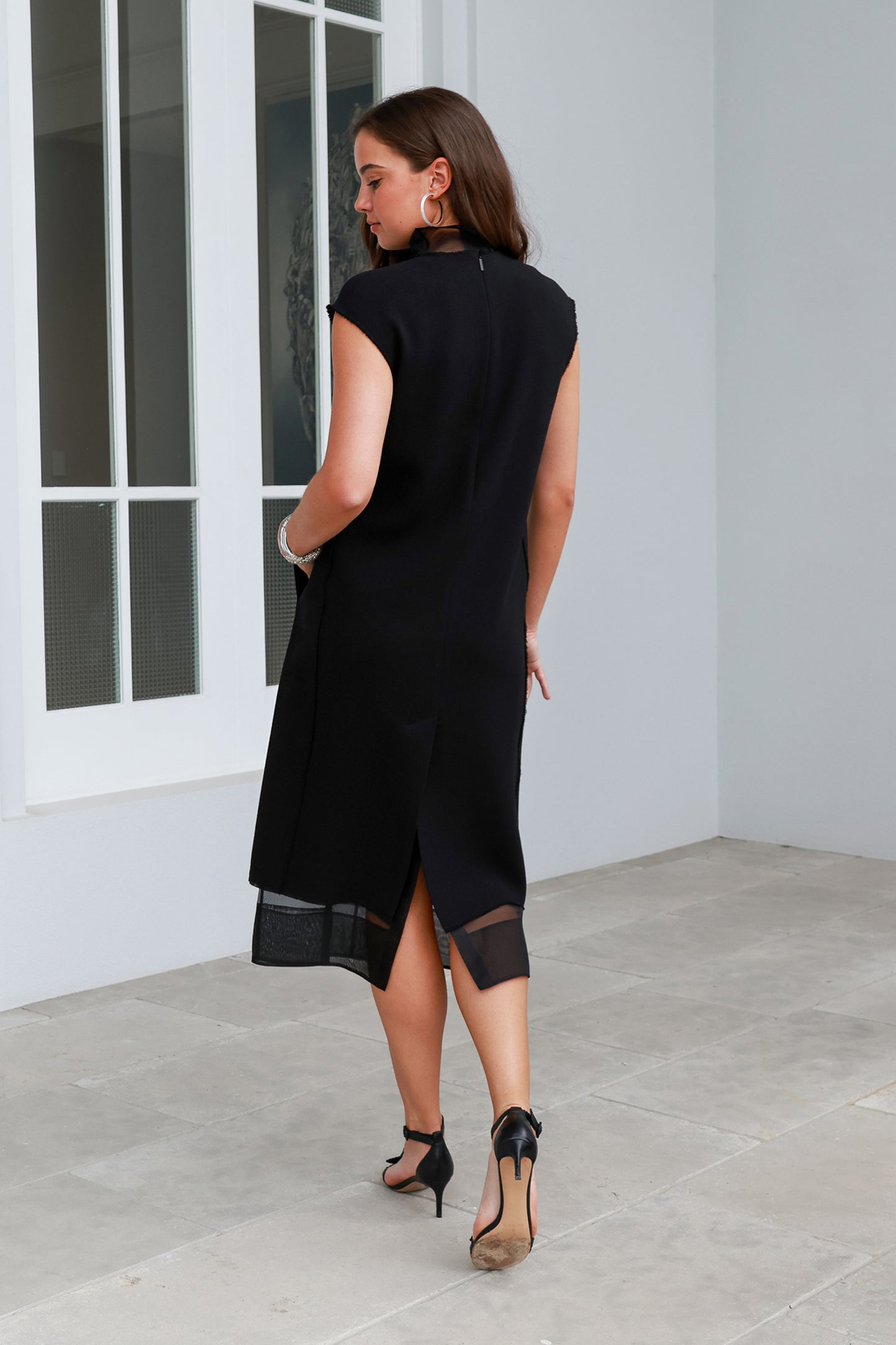 Melee Crepe V-Neck Dress