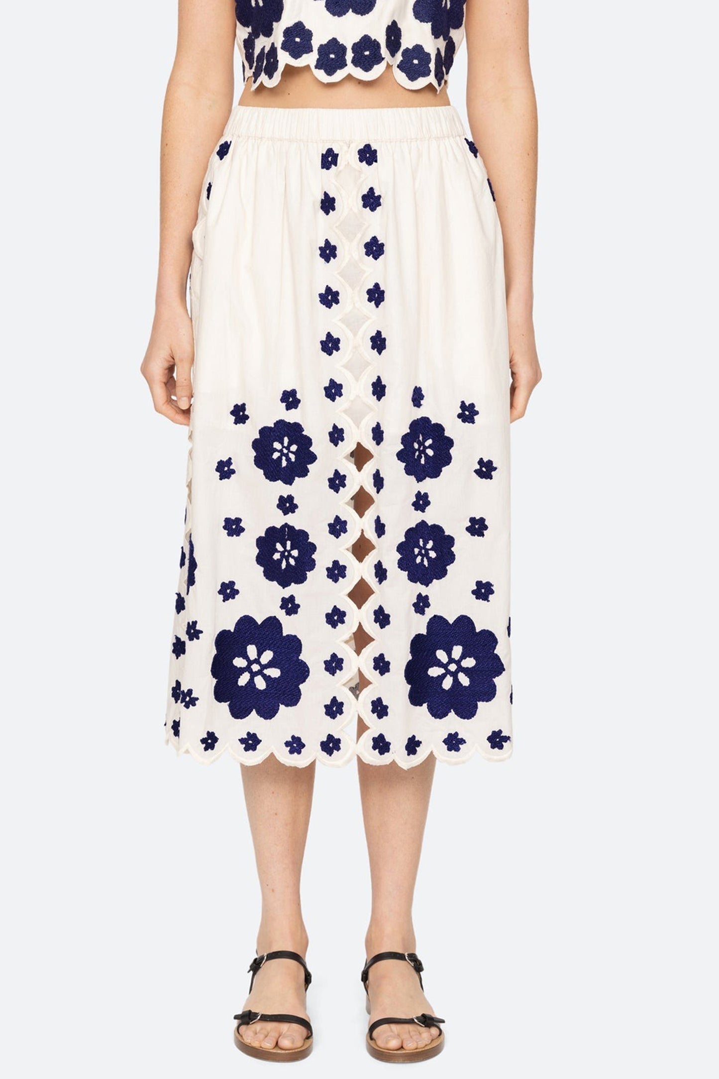 Catrine Applique Midi Scallop Skirt