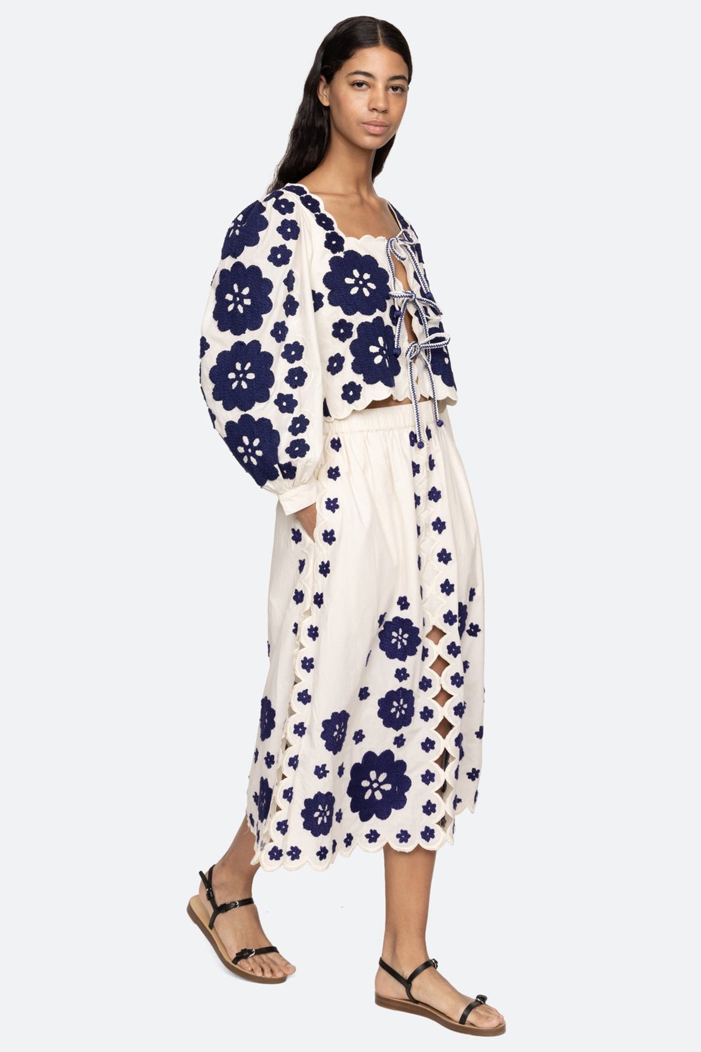 Catrine Applique Midi Scallop Skirt