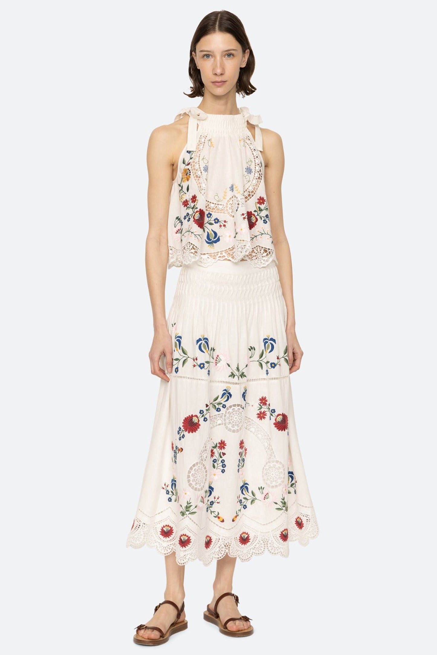 Celia Embroidery Midi Skirt