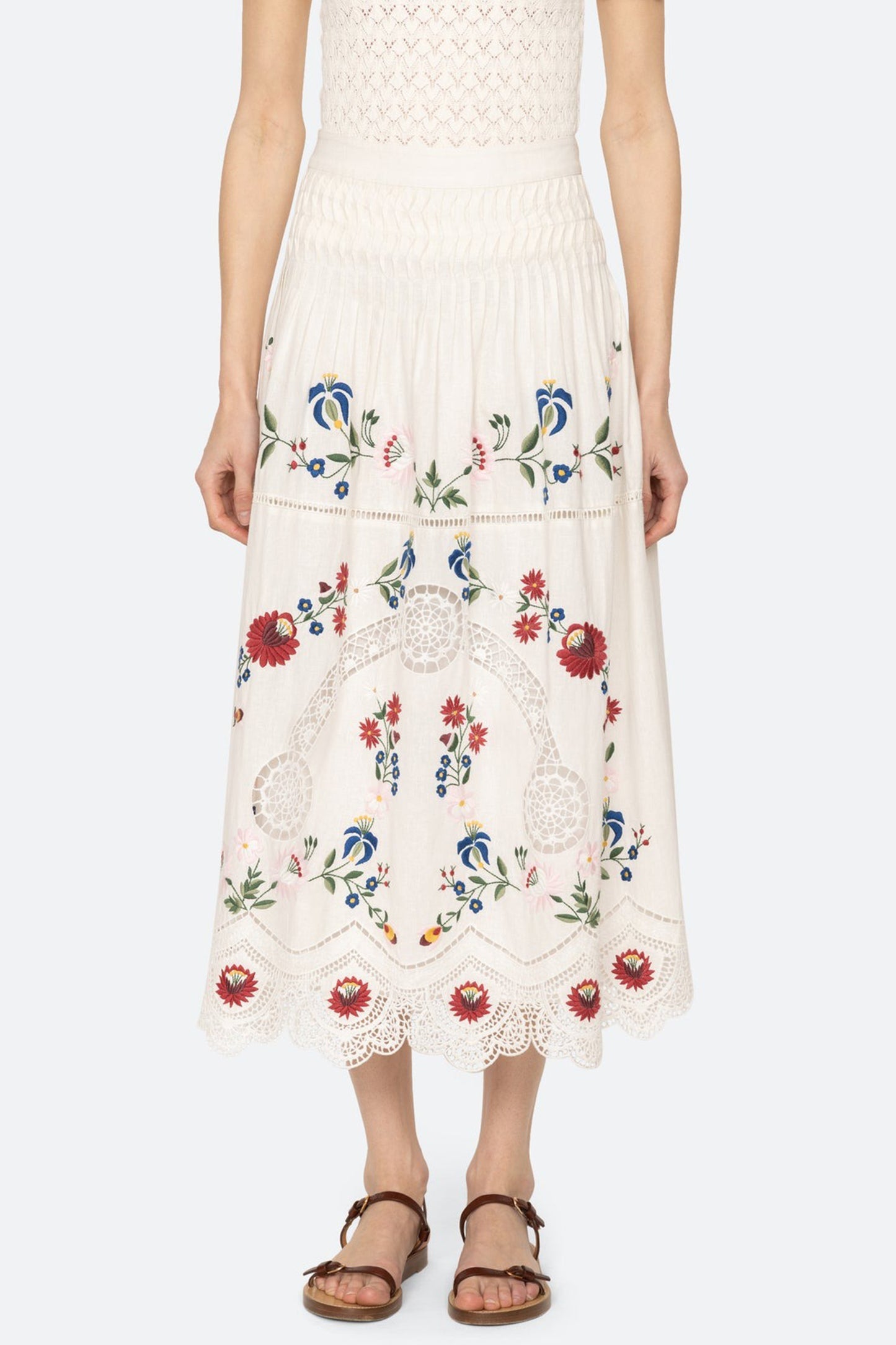 Celia Embroidery Midi Skirt