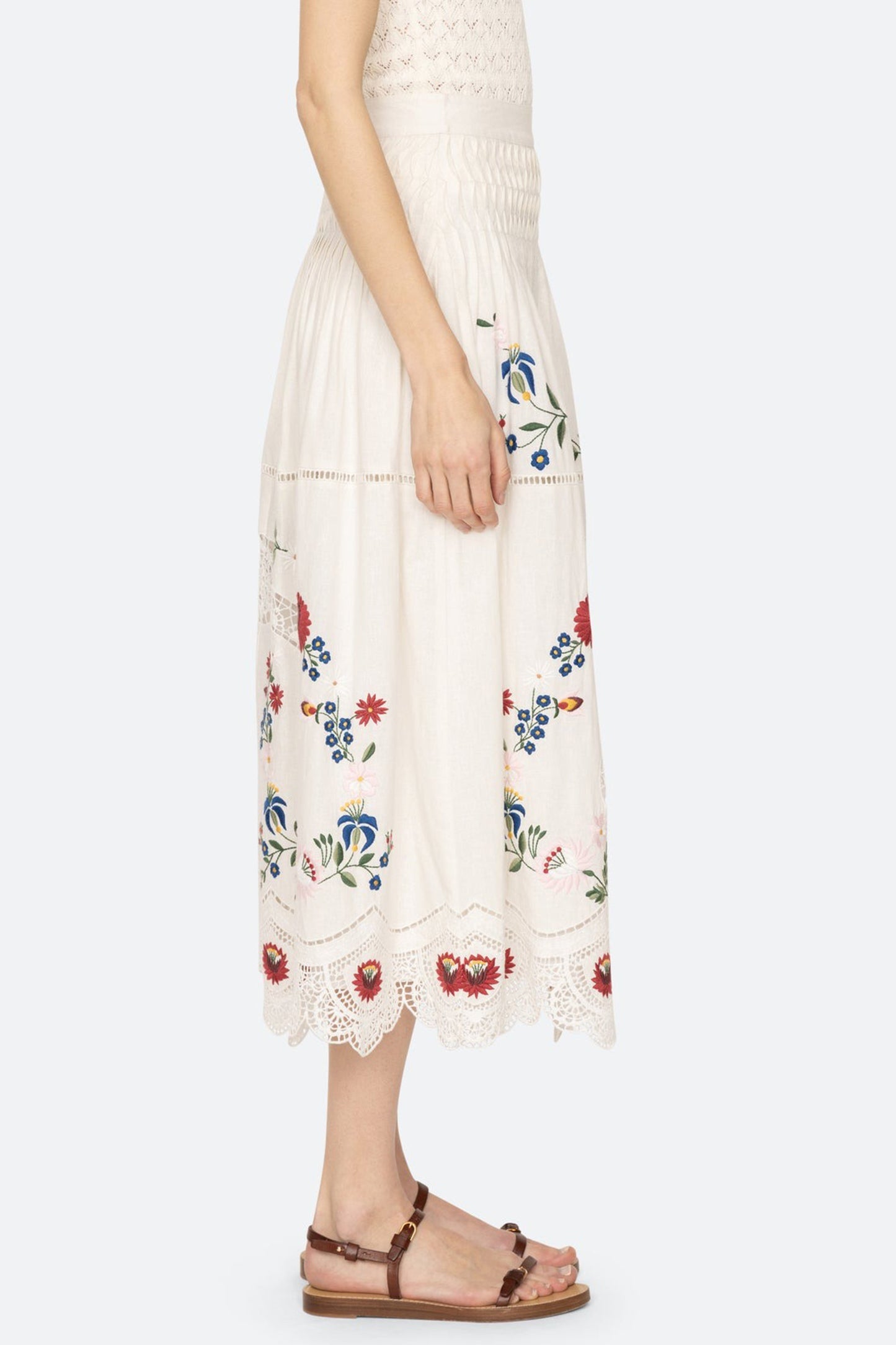 Celia Embroidery Midi Skirt