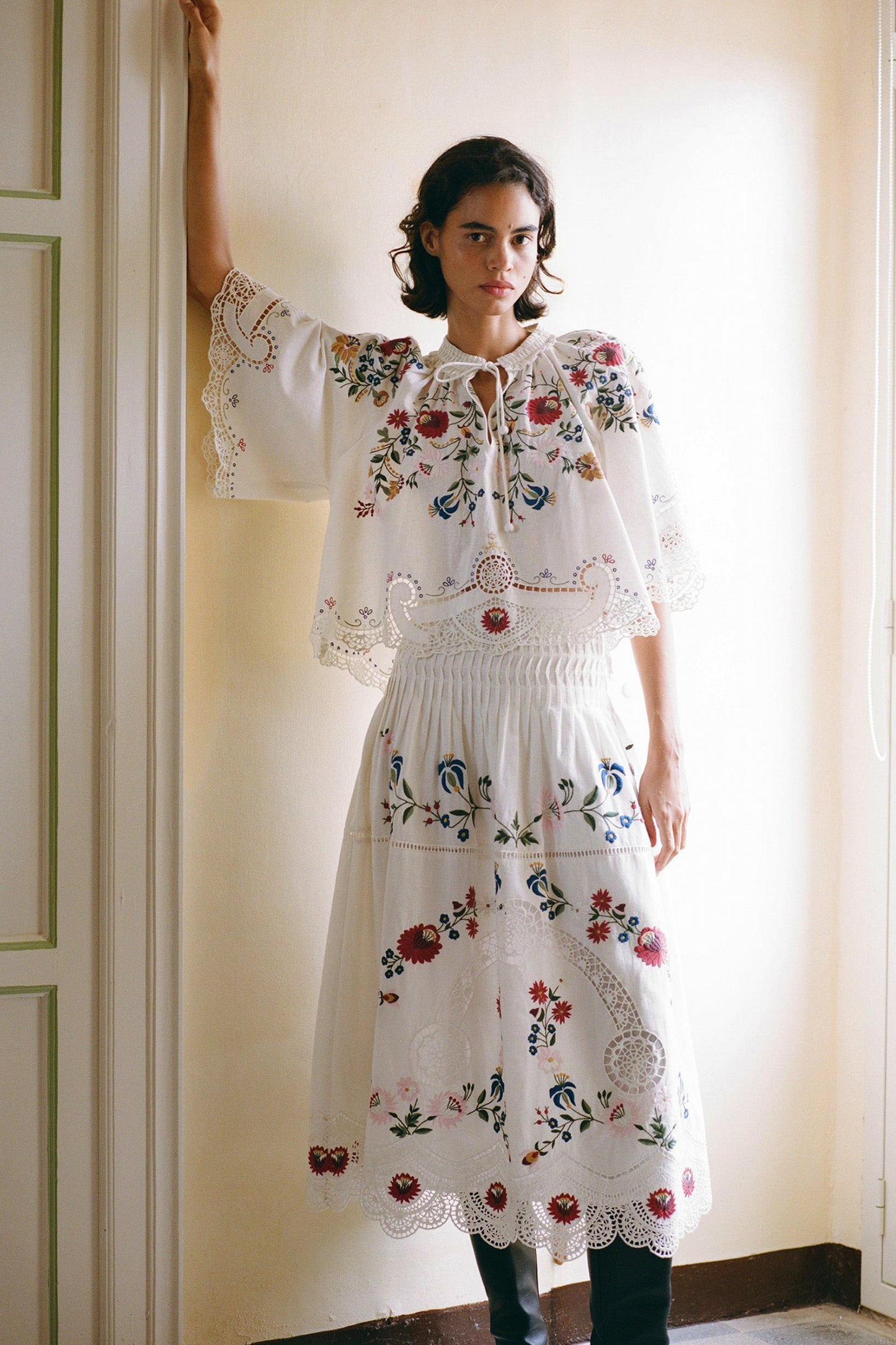 Celia Embroidery Midi Skirt
