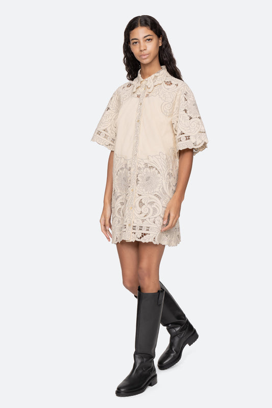 Ceci Embroidery S/SLV Shirt Dress