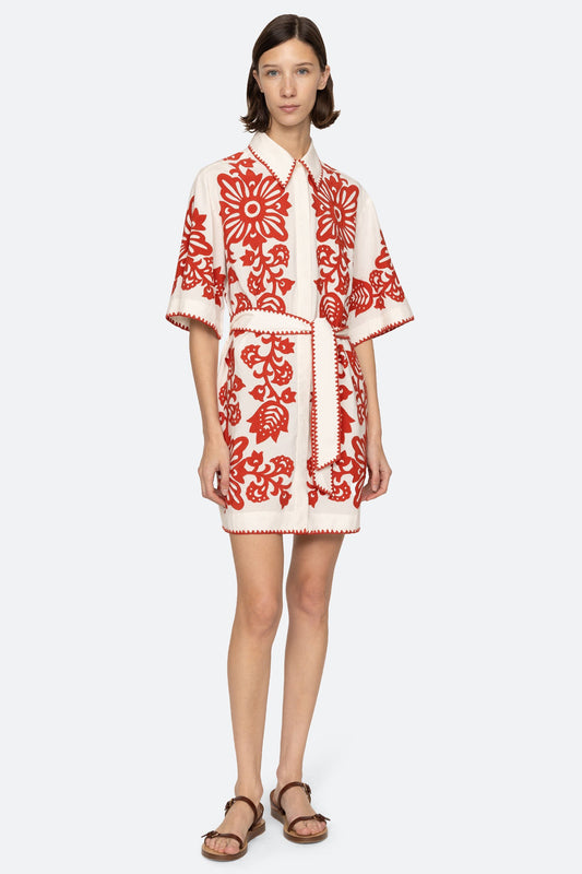 Liliana Applique Mini S/SLV Shirt Dress