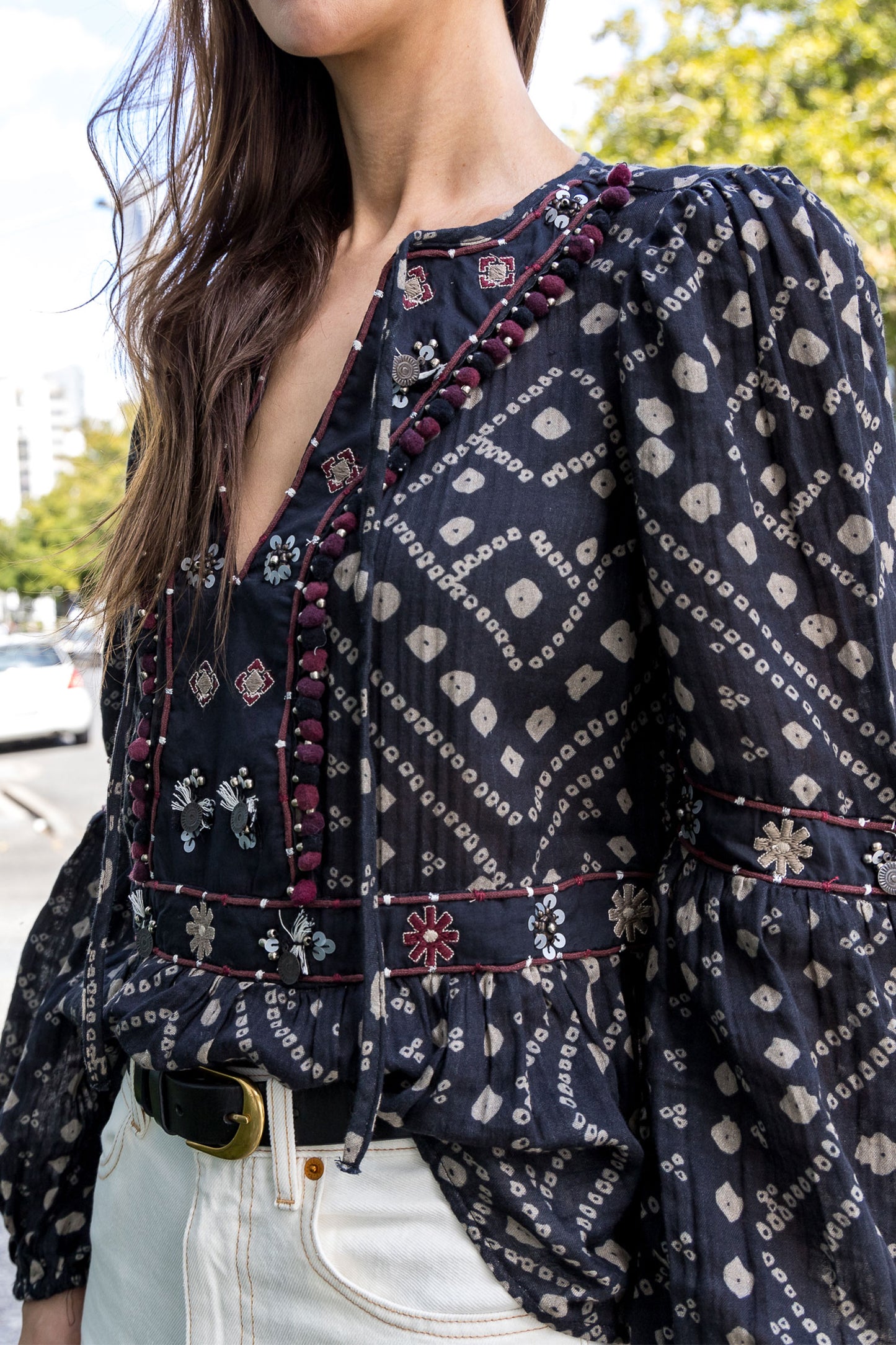 Maja Embroidery L/SLV Top