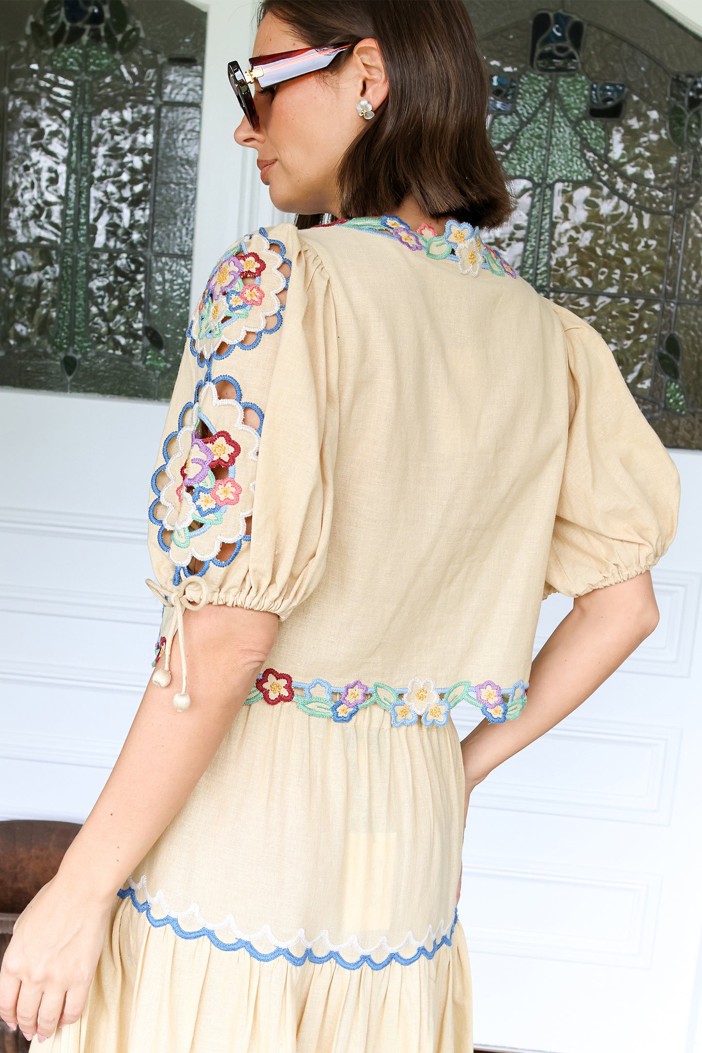 Melinda Embroidery S/SLV Top