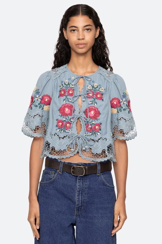 Rosaline Embroidery S/SLV Top