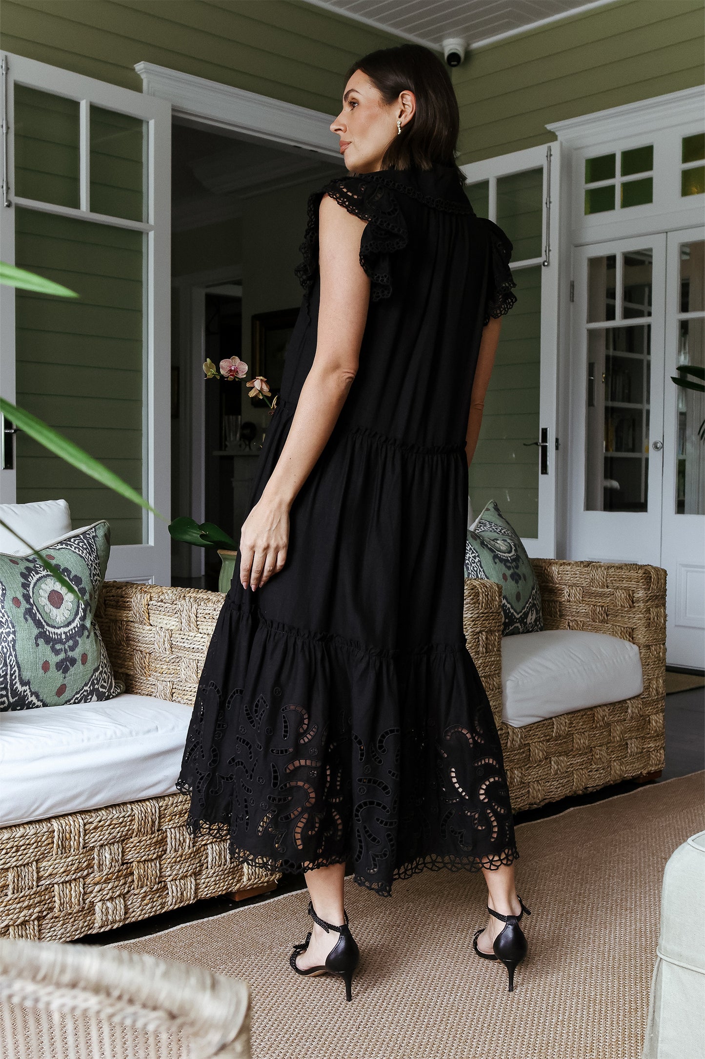 Marja Embroidery Flutter Sleeve Dress